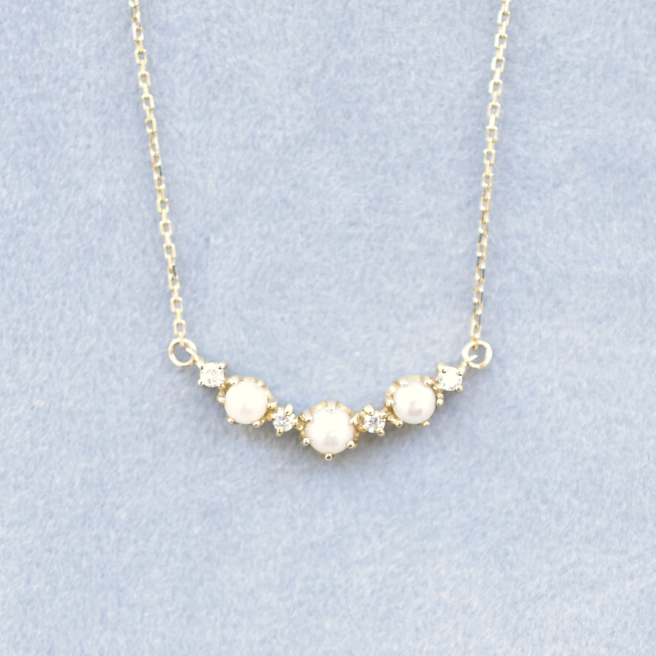 【109P0301-TY】K10YG　淡水珍珠＆鑽石　項錬（淡水パール＆ダイヤモンド　ネックレス）