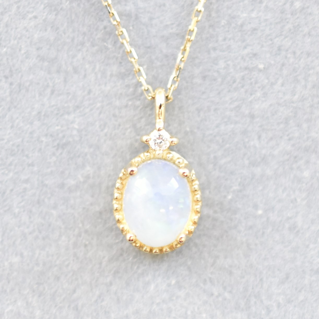 【109P0309-OP】K10YG　蛋白石＆鑽石　項錬（オパール＆ダイヤモンド　ネックレス）