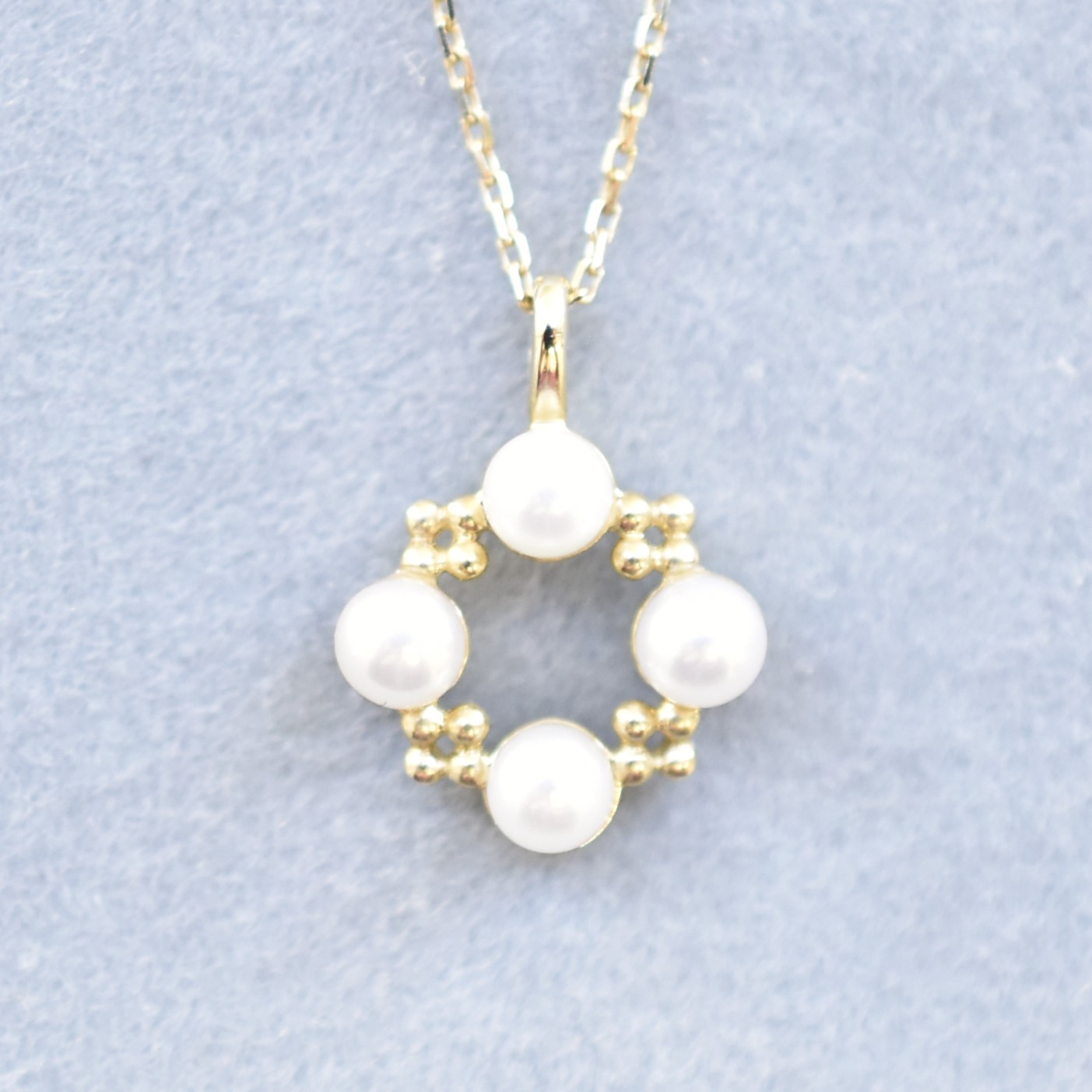 【109P0340】K10YG　淡水珍珠　項錬（淡水パール　ネックレス）