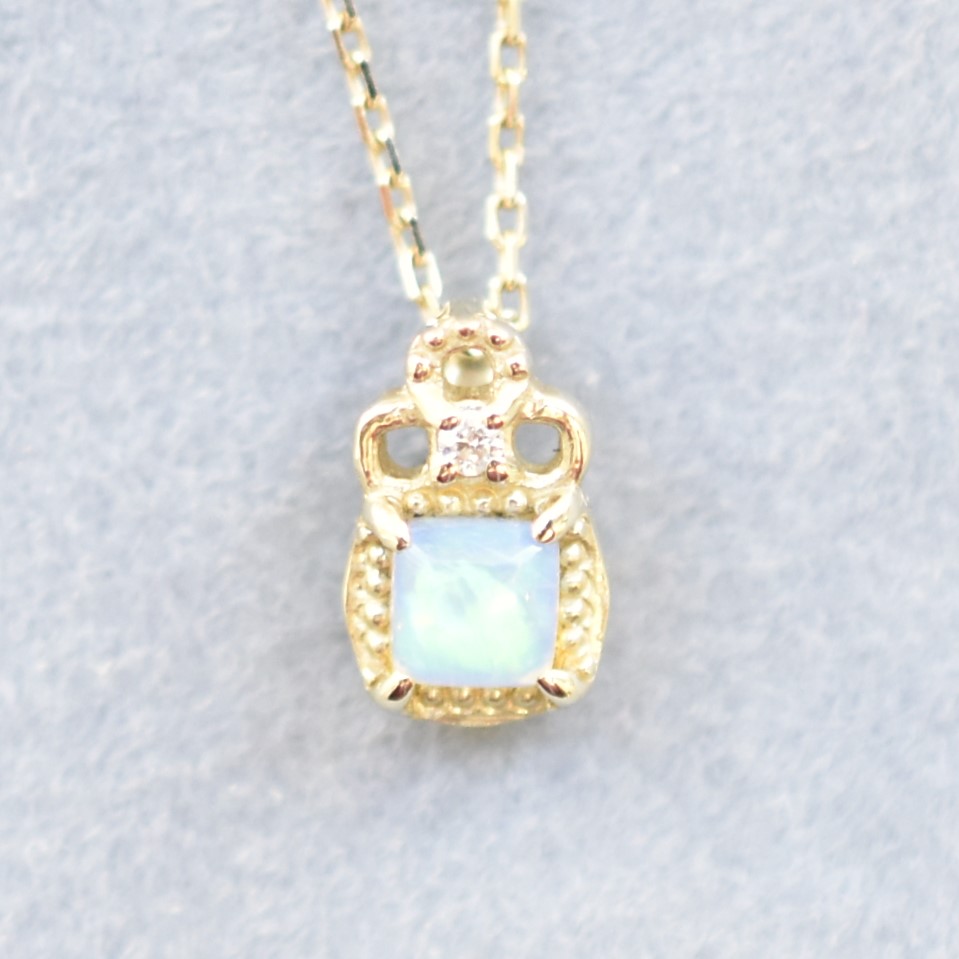 【109P0368-OP】K10YG　蛋白石＆鑽石　香水瓶　項錬（オパール＆ダイヤモンド　香水瓶　ネックレス）