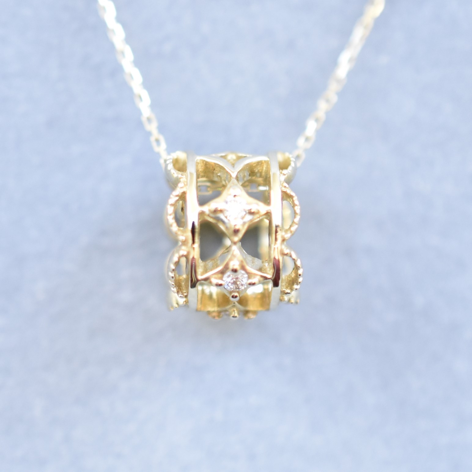 【109P0384】K10YG　鑽石　項錬（ダイヤモンド　ネックレス）