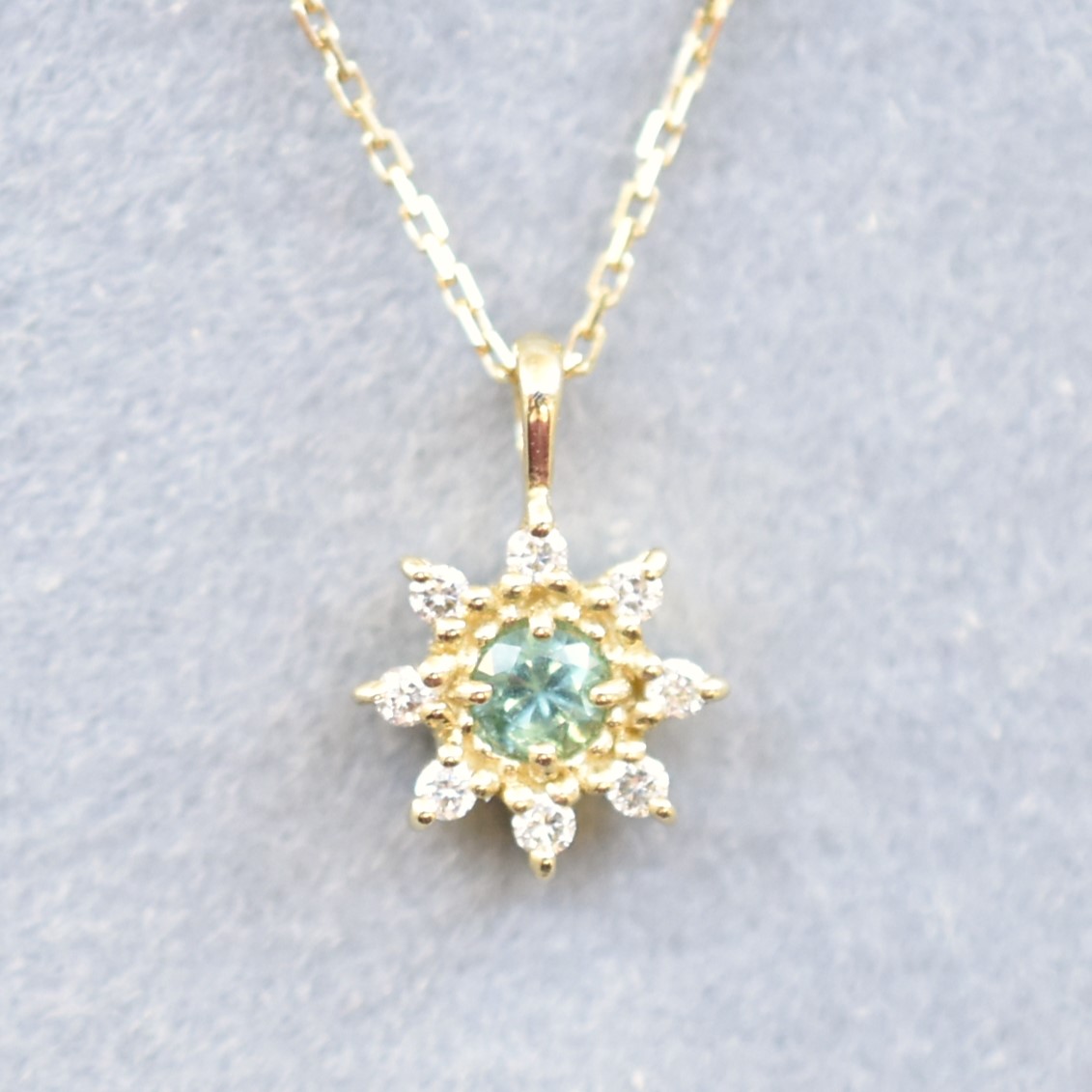 【109P0427-EM】K10YG　祖母綠＆鑽石　項錬（エメラルド＆ダイヤモンド　ネックレス）