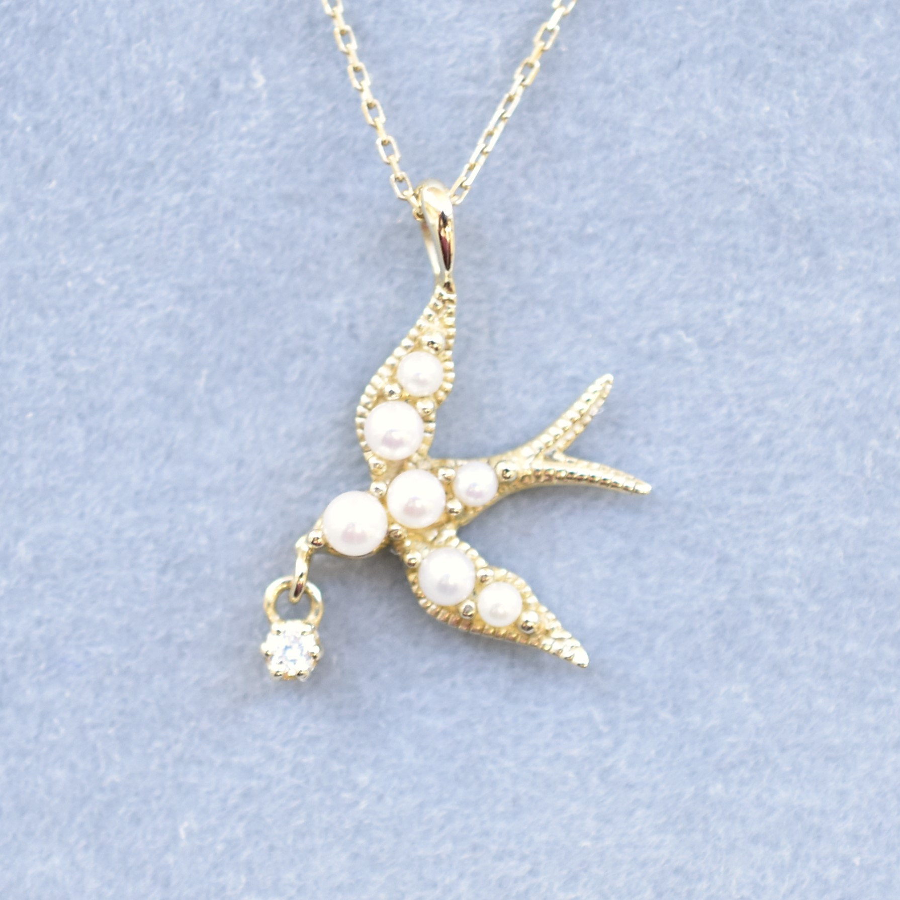 【109P0448】K10YG　鑽石＆淡水珍珠　項錬（ダイヤモンド＆淡水パール　ネックレス）