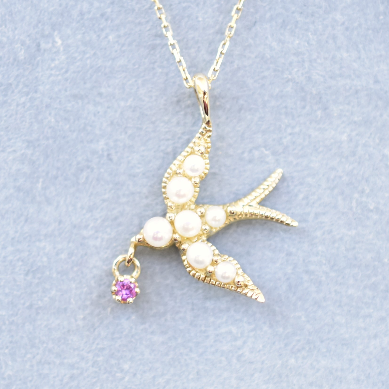 【109P0448-RB】K10YG　紅寶石＆淡水珍珠　項錬（ルビー＆淡水パール　ネックレス）