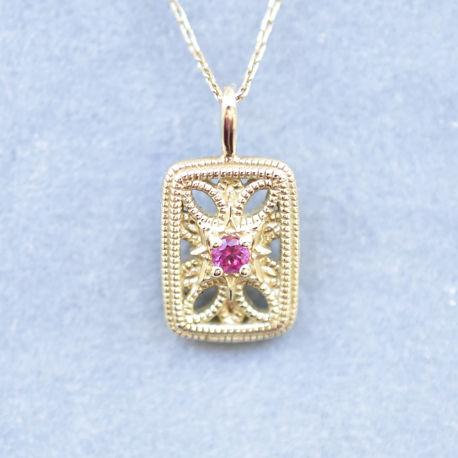 【109P0451-RB】K10YG　紅寶石＆淡水珍珠　雙面　項錬（ルビー＆淡水パール　リバーシブル　ネックレス）