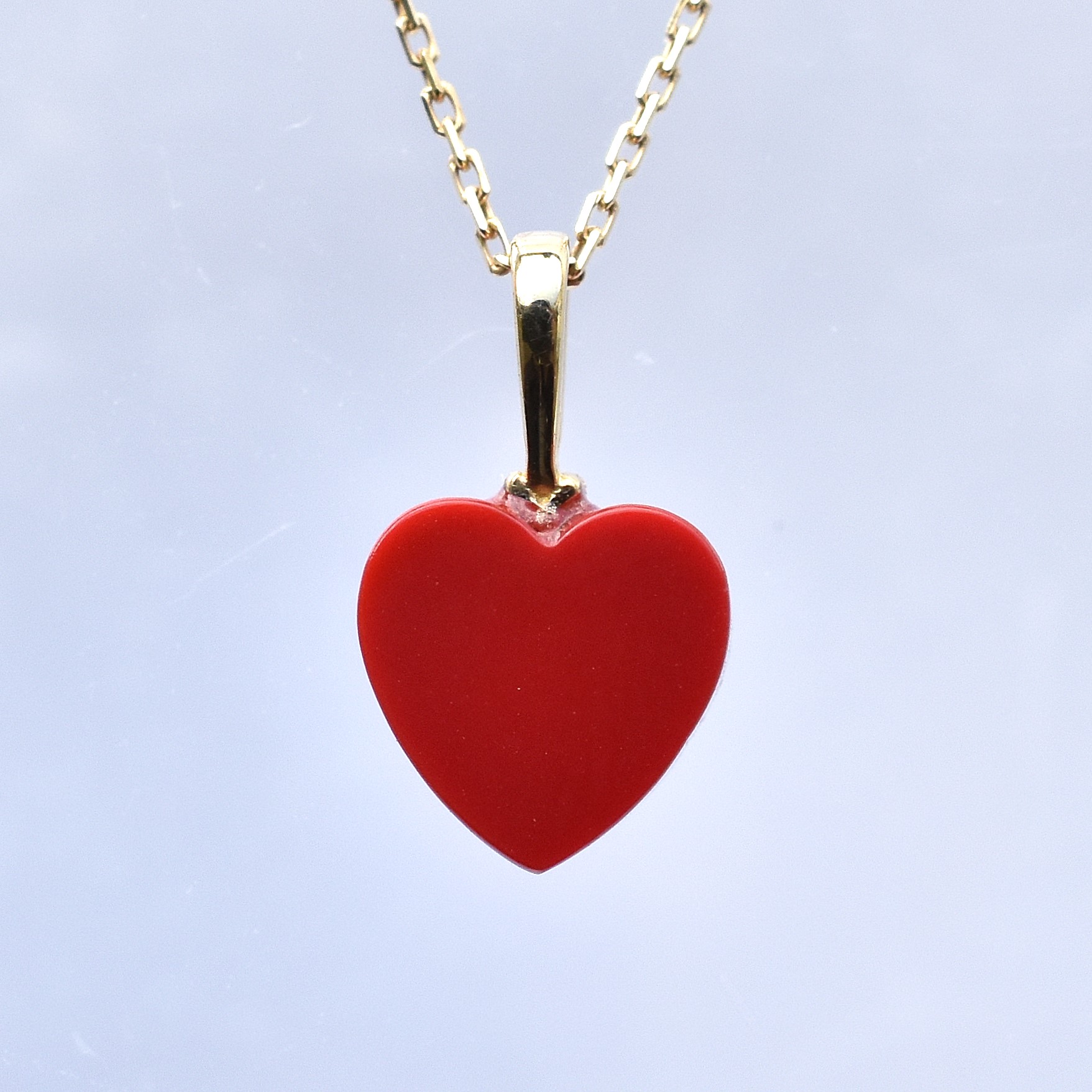 【109P0586-TY】K10YG　珊瑚　紅心　項錬（サンゴ　ハート　ネックレス）
