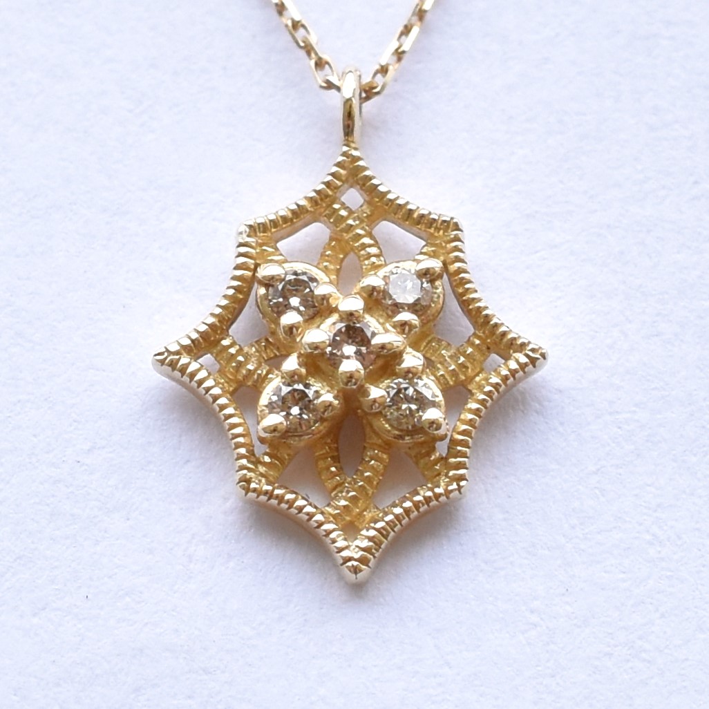 【109P0648-TTLB-TY】K10YG　鑽石　項錬（ダイヤモンド　ネックレス）