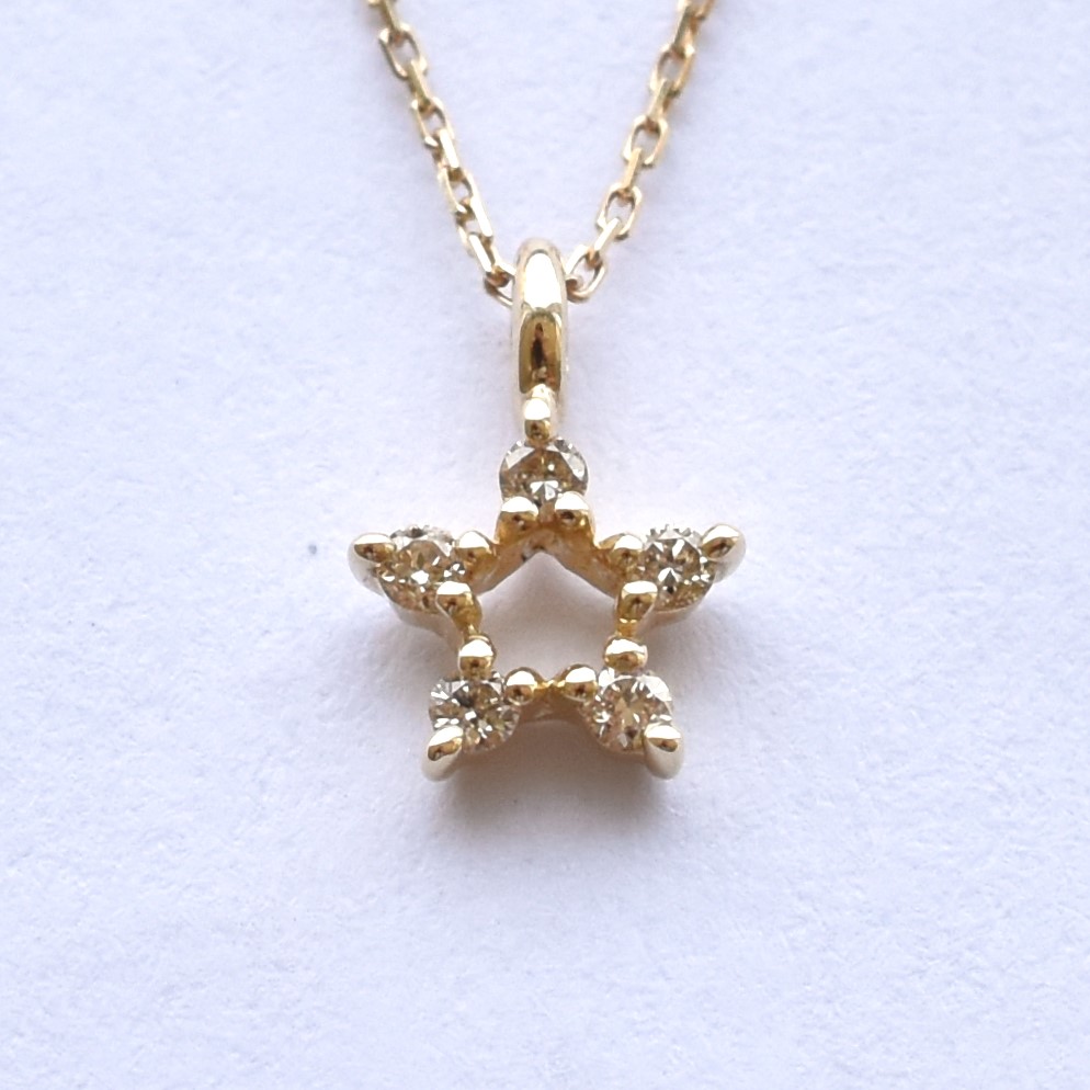 【109P0653-TTLB-TY】K10YG　鑽石　項錬（ダイヤモンド　ネックレス）