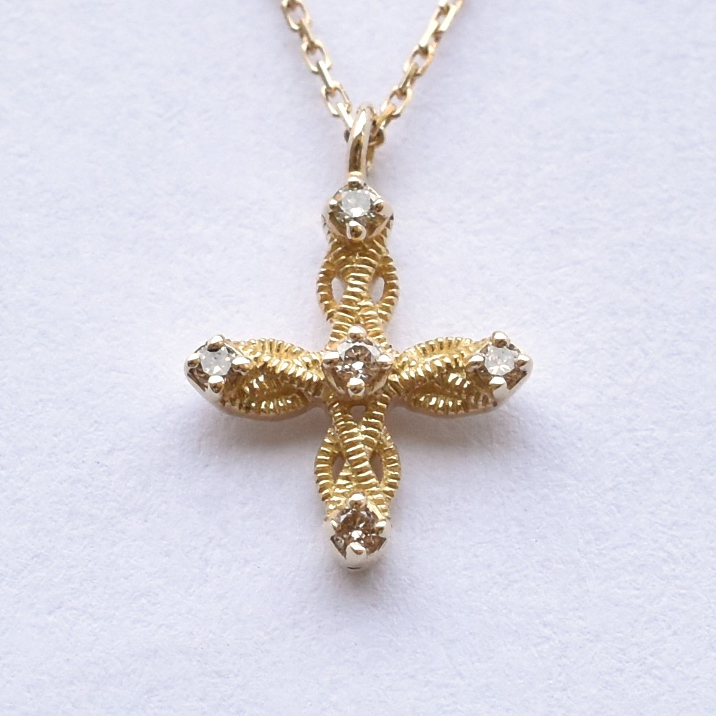 【109P0660-TTLB-TY】K10YG　鑽石　項錬（ダイヤモンド　ネックレス）