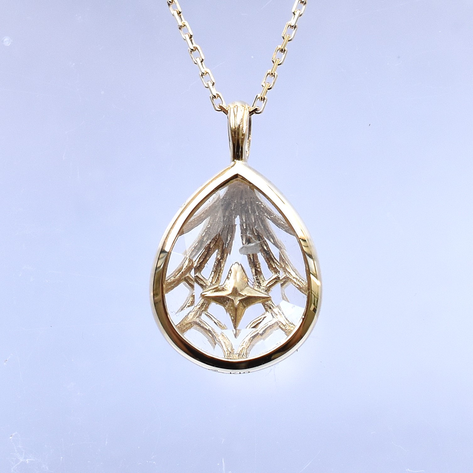 【109P0669-TY】K10YG　水晶　項錬（ホワイトクォーツ　ネックレス）