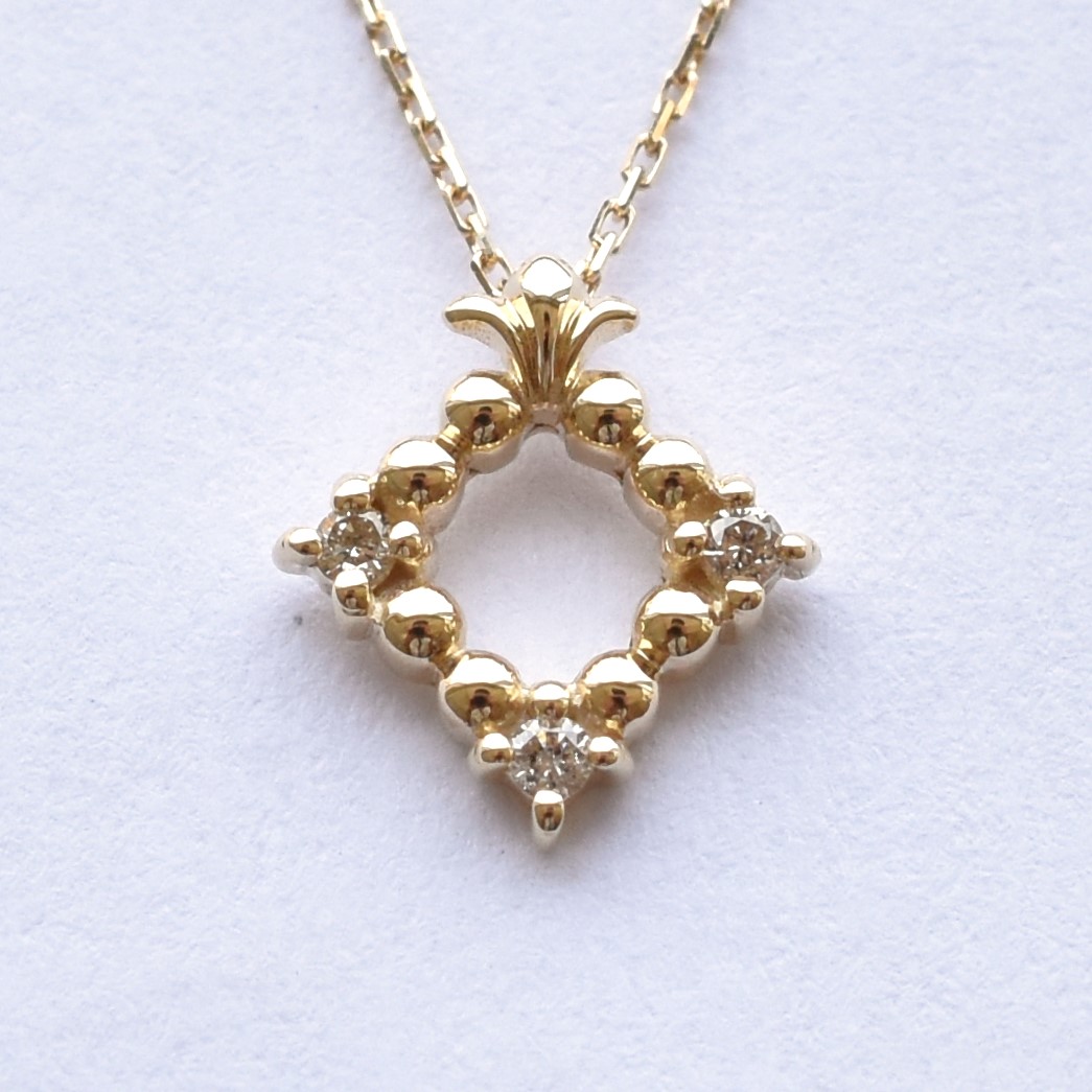 【109P0677-TTLB-TY】K10YG　鑽石　項錬（ダイヤモンド　ネックレス）