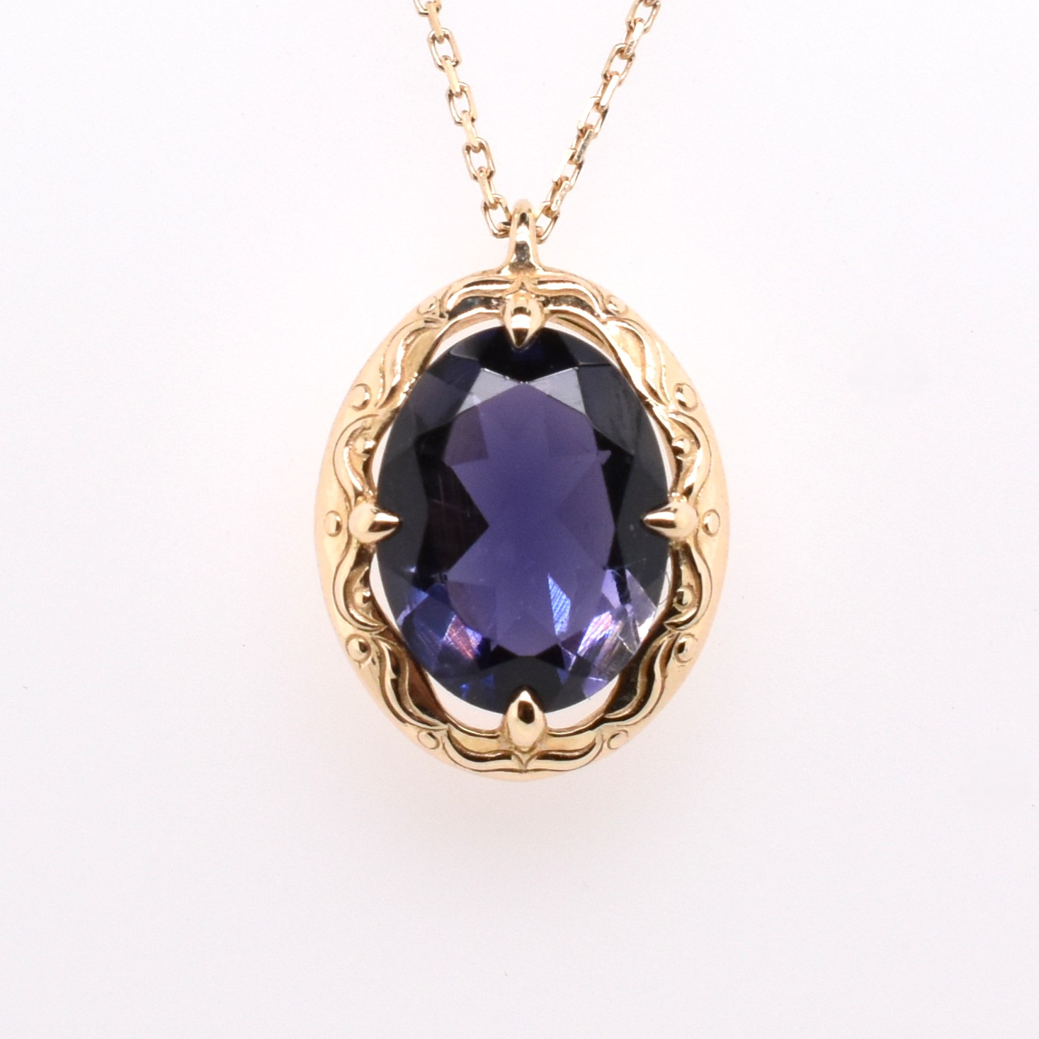 【109P0691-IOL】K10YG　Iolite　項錬（アイオライト　ネックレス）