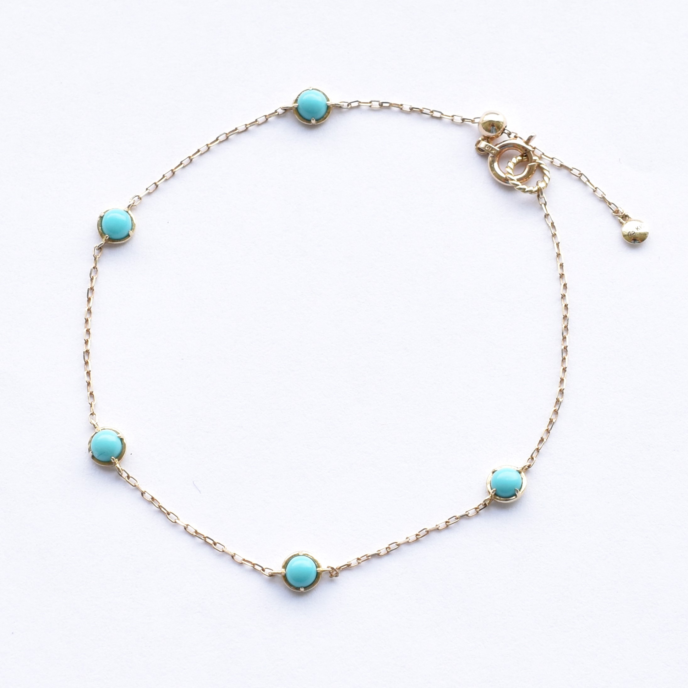 【109B0026-TQ-TY】K10YG　綠松石　手錬（ターコイズ　ブレスレット）