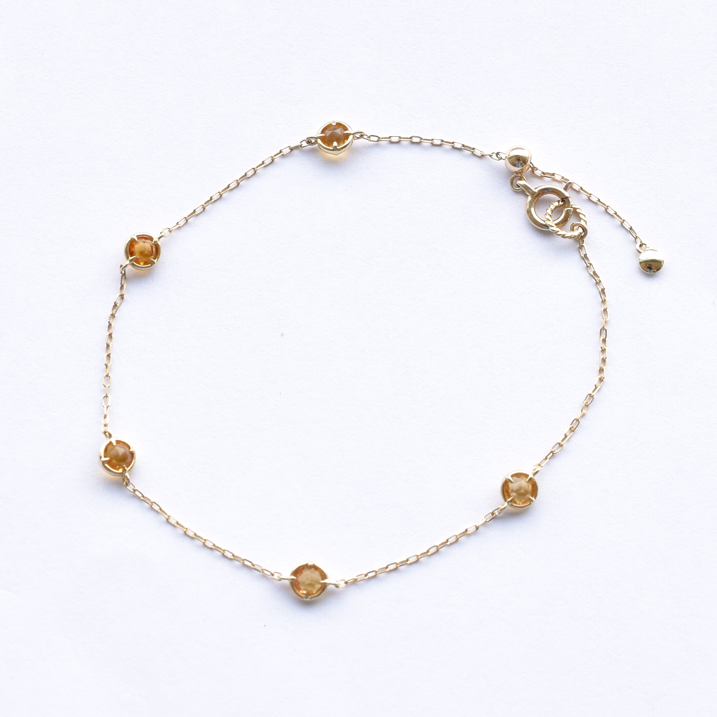 【109B0027-CT-TY】K10YG　黄水晶　手錬（シトリン　ブレスレット）