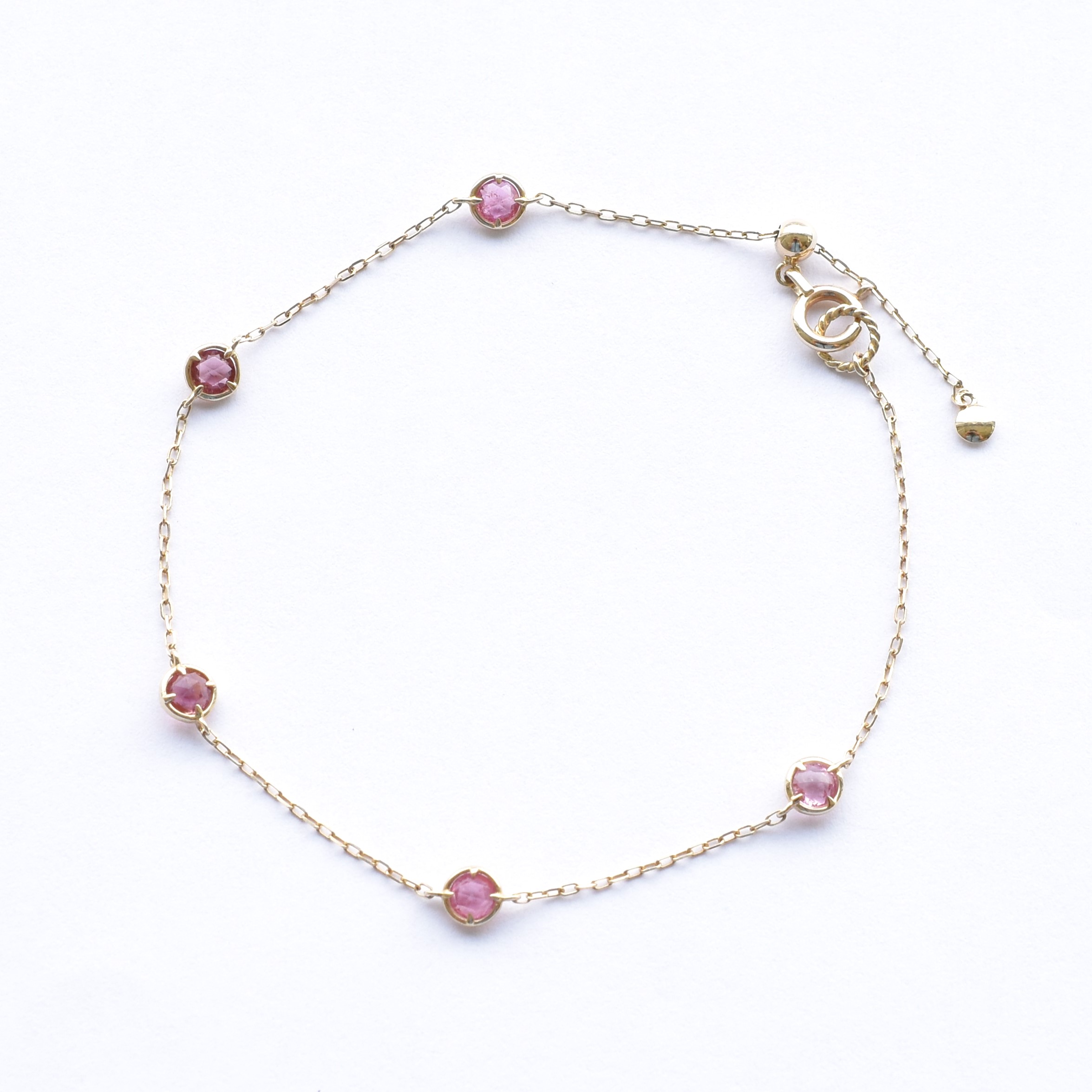 【109B0027-PTL-TY】K10YG　粉碧璽　手錬（ピンクトルマリン　ブレスレット）