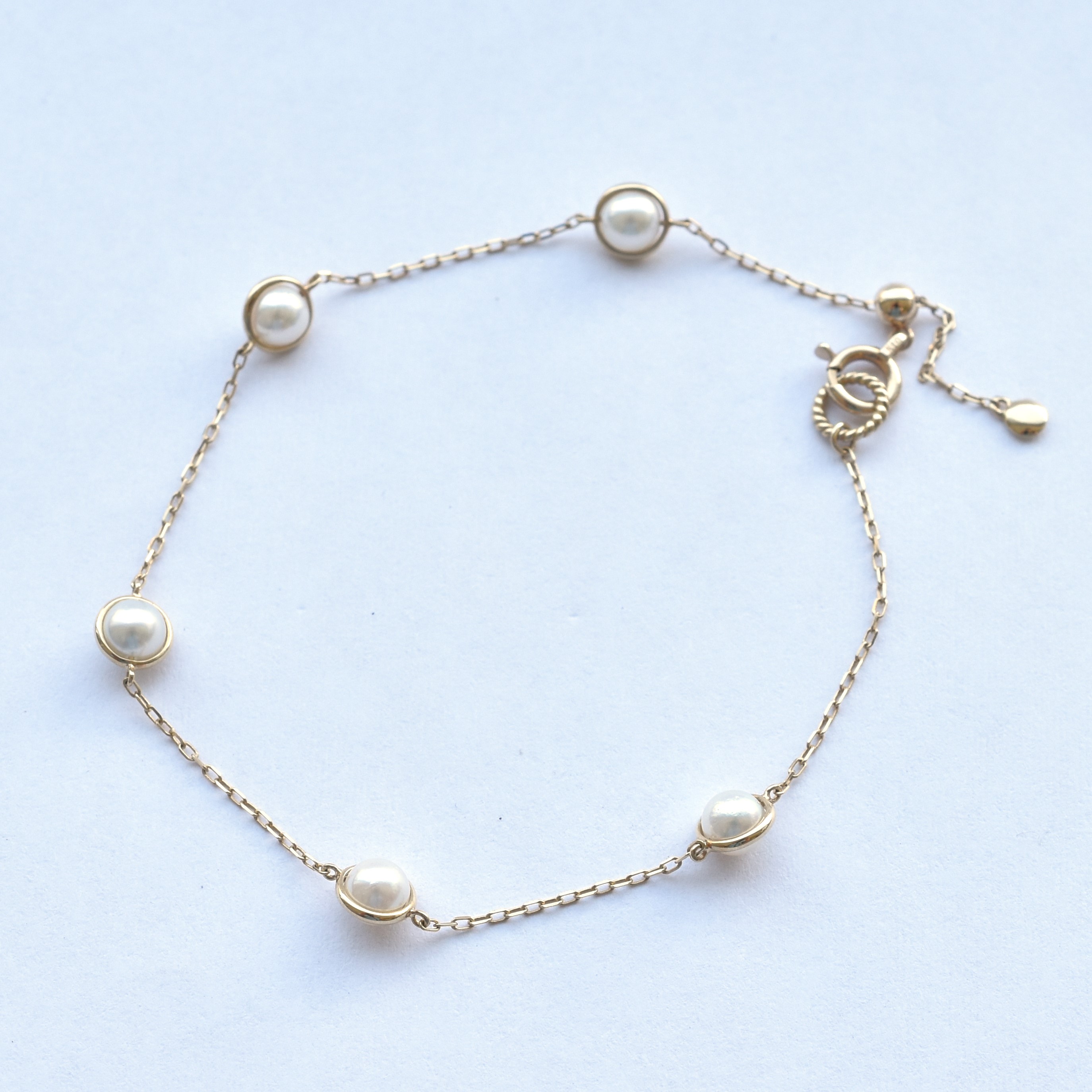 【109B0030-TY】K10YG　阿古屋珍珠　手錬（アコヤパール　ブレスレット）