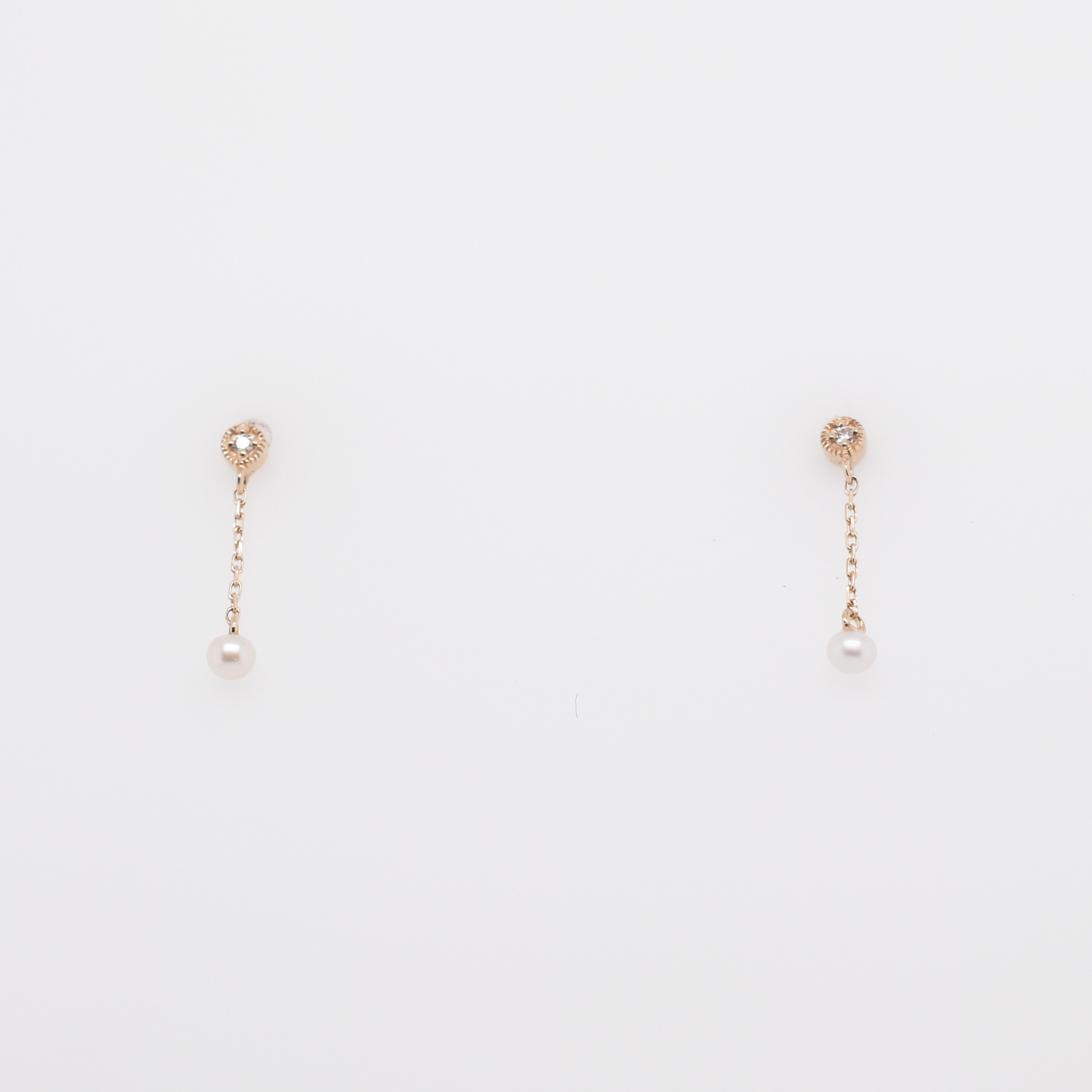 【109E0095-1-TY】K10YG　淡水珍珠　耳釘（淡水パール　ピアス）