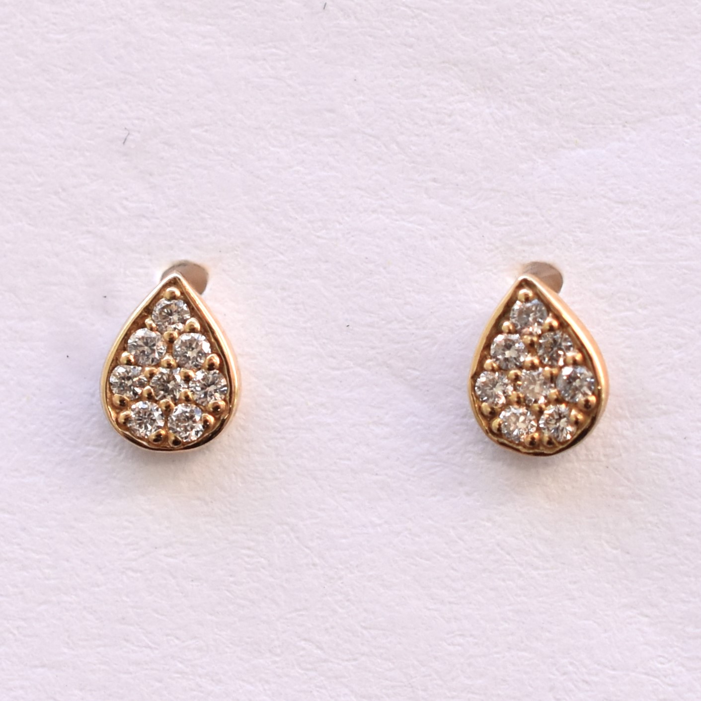 【109E0101-1】K10YG　鑽石　水滴　耳釘（ダイヤモンド　ドロップ　ピアス）