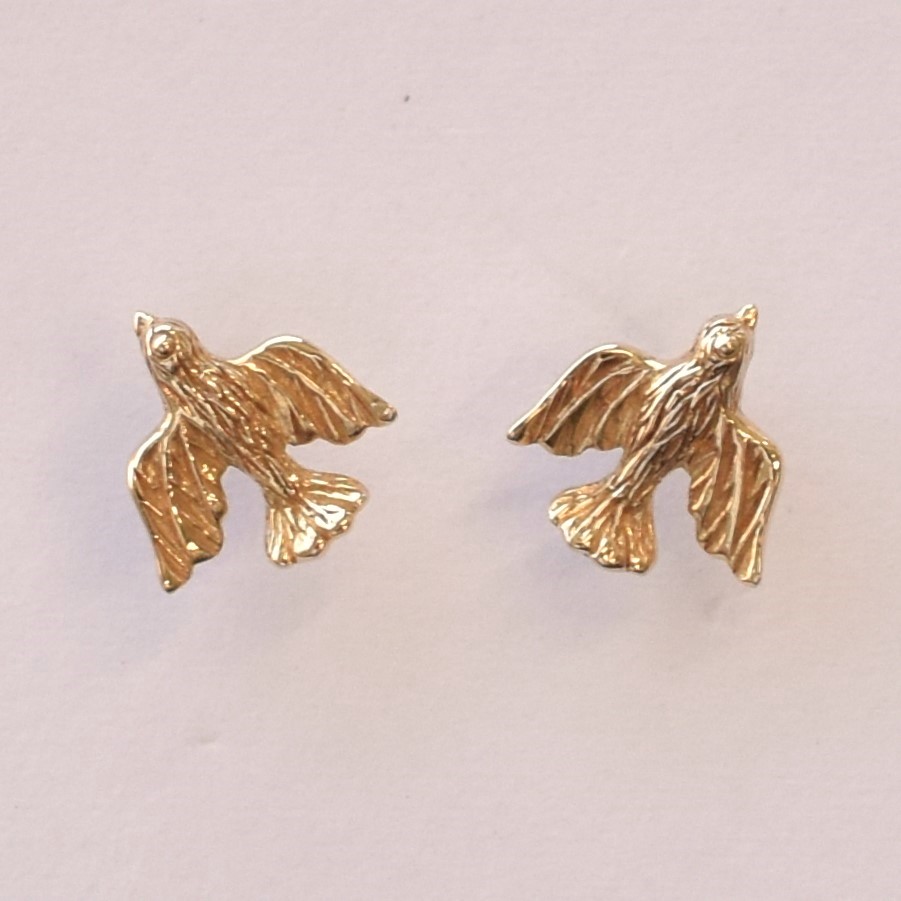 【109E0167-1】K10YG　小鳥　耳釘（小鳥　ピアス）