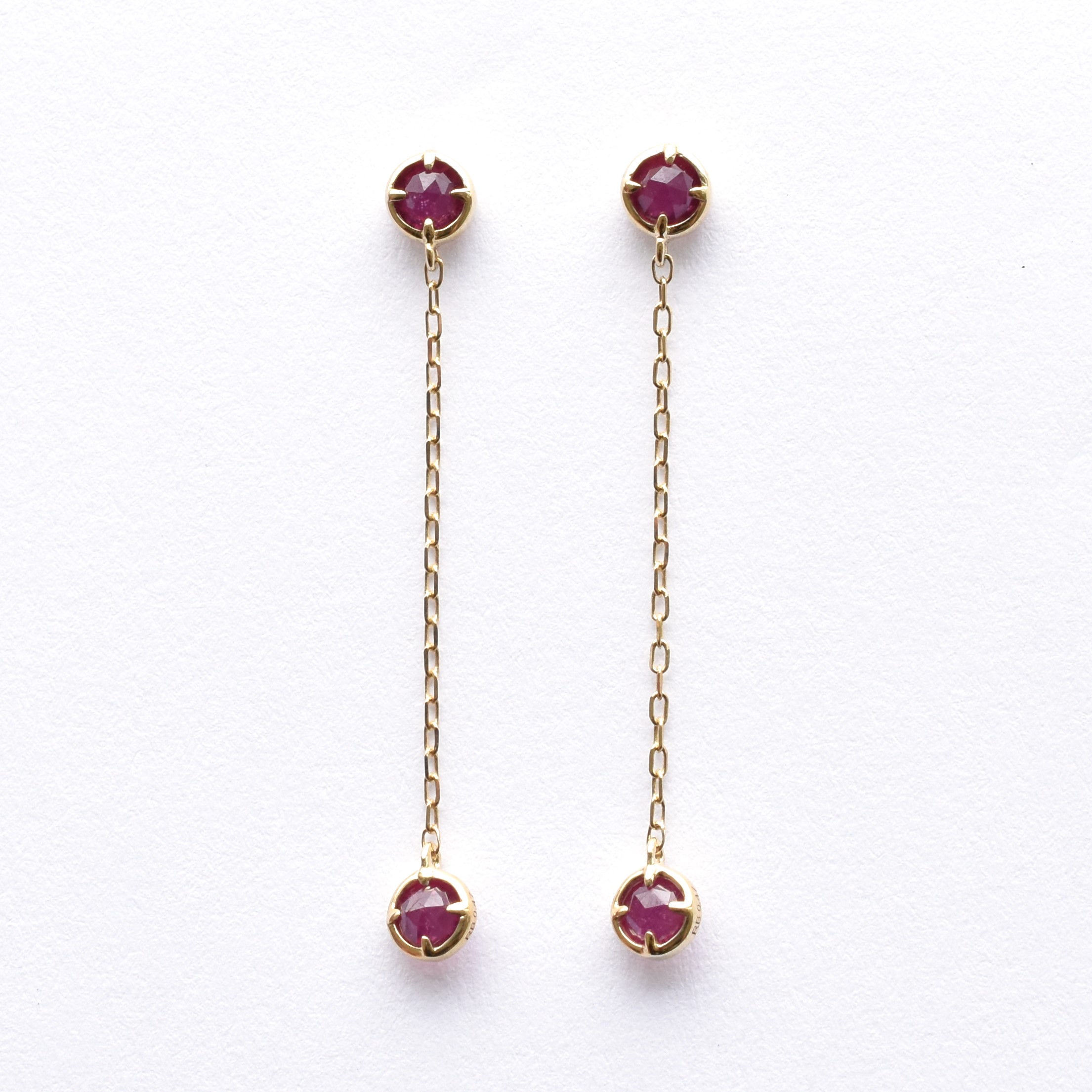 【109E0234-1-RB-TY】K10YG　紅寶石　耳釘（ルビー　ピアス）