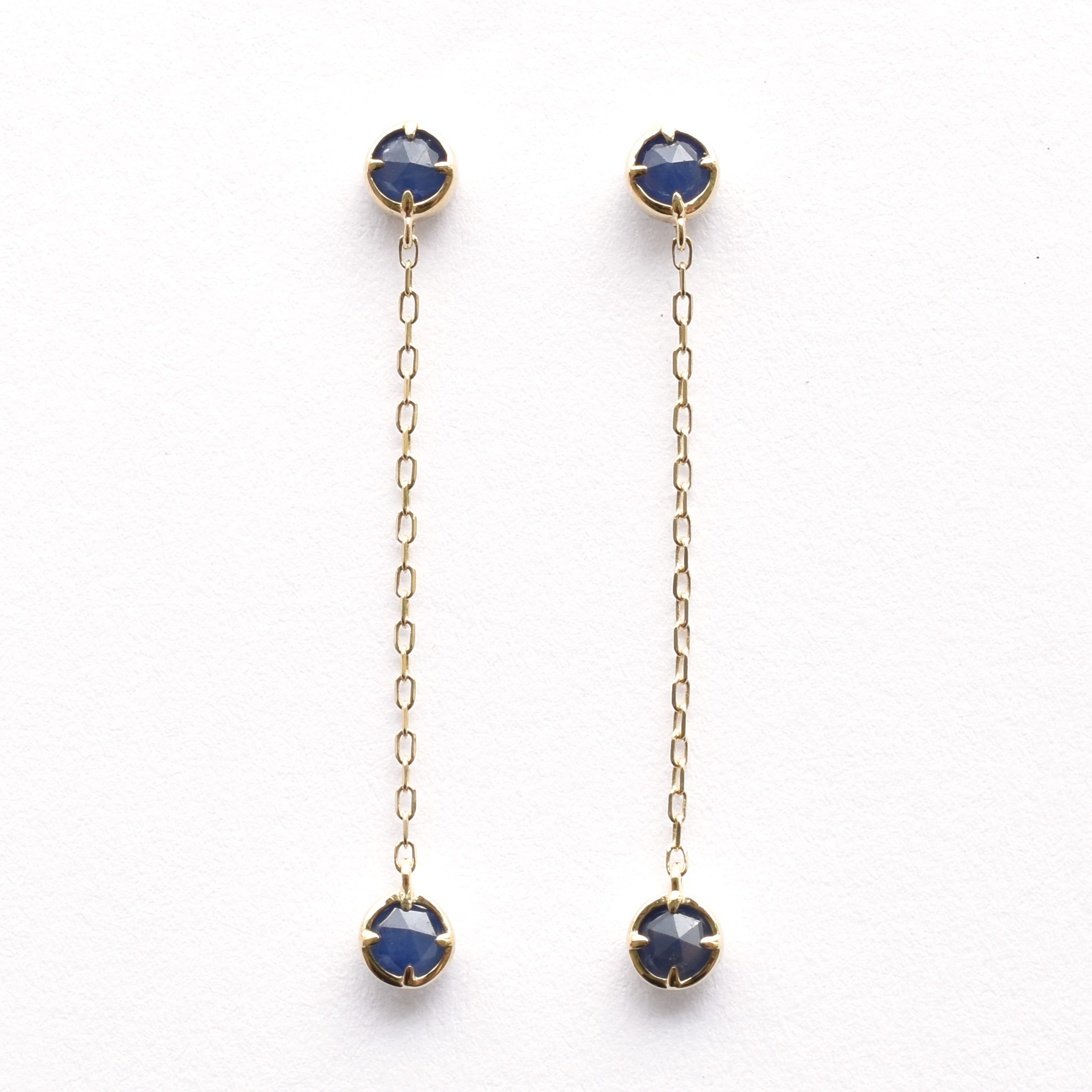 【109E0234-1-SP-TY】K10YG　藍寶石　耳釘（サファイア　ピアス）