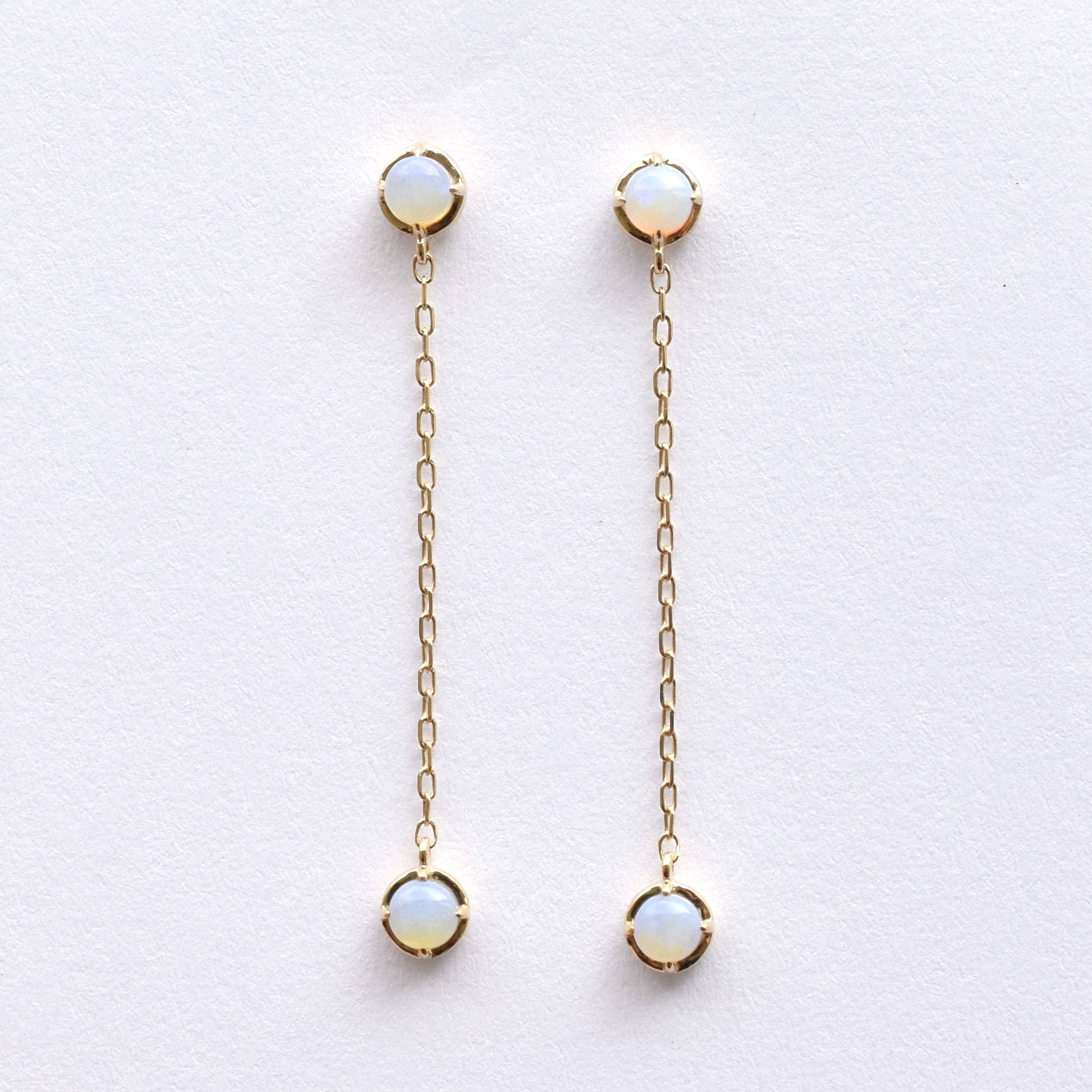 【109E0235-1-OP-TY】K10YG　蛋白石　耳釘（オパール　ピアス）