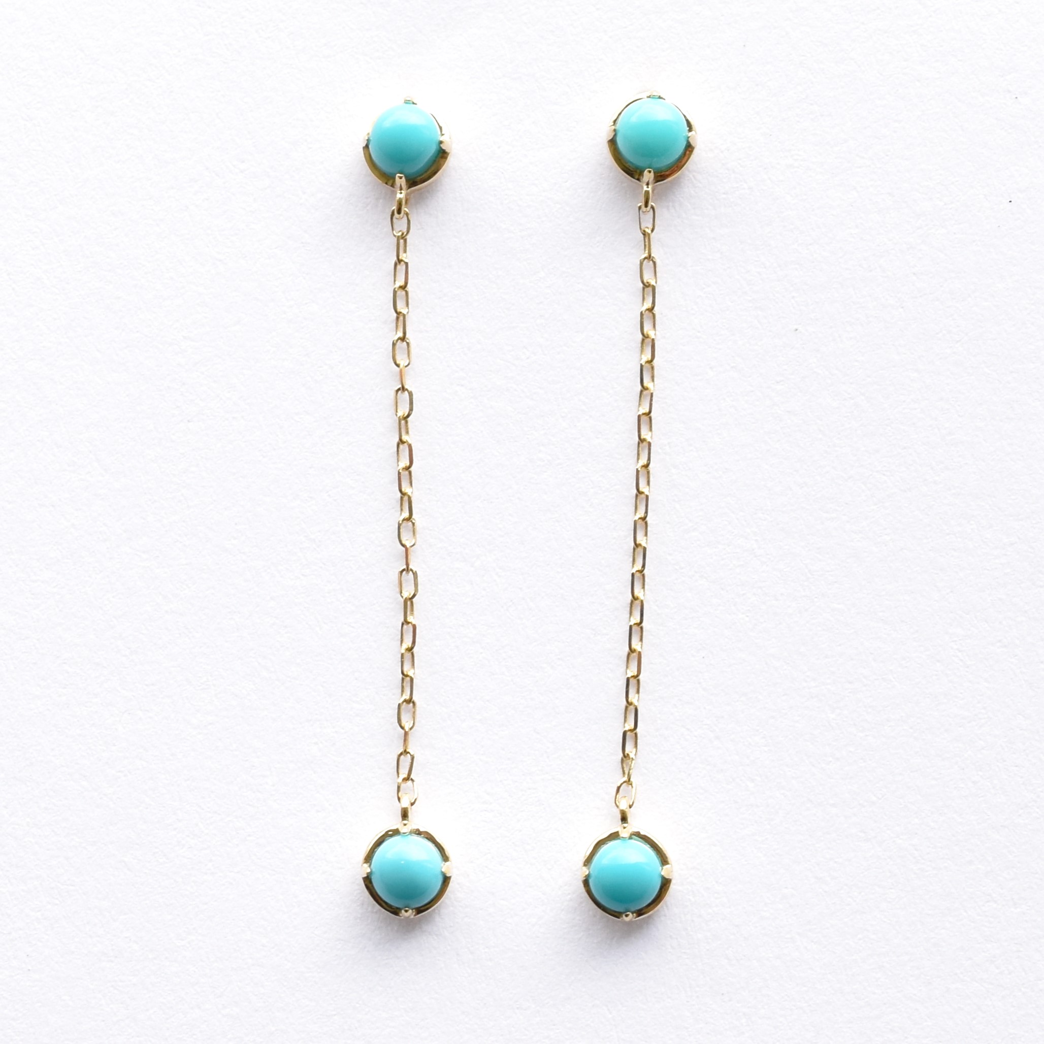 【109E0235-1-TQ-TY】K10YG　綠松石　耳釘（ターコイズ　ピアス）