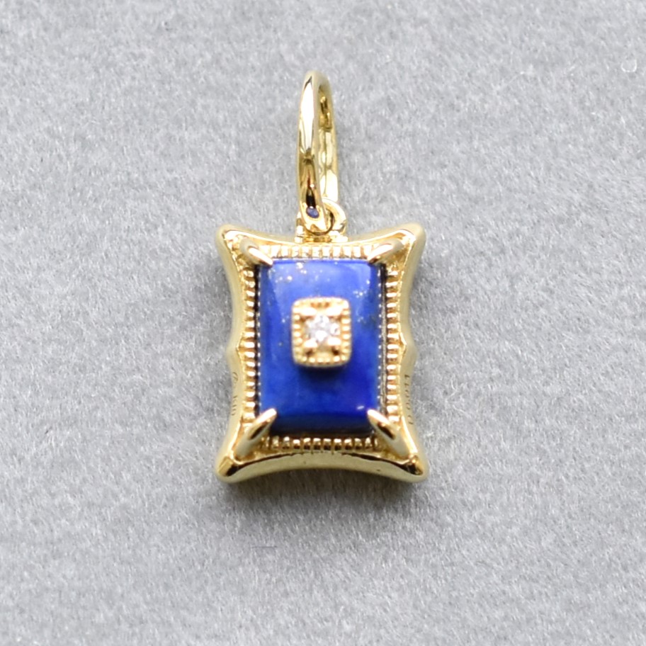 【109P0523-LP】K10YG　青金石＆鑽石　吊墜（ラピスラズリ＆ダイヤモンド　ペンダント）