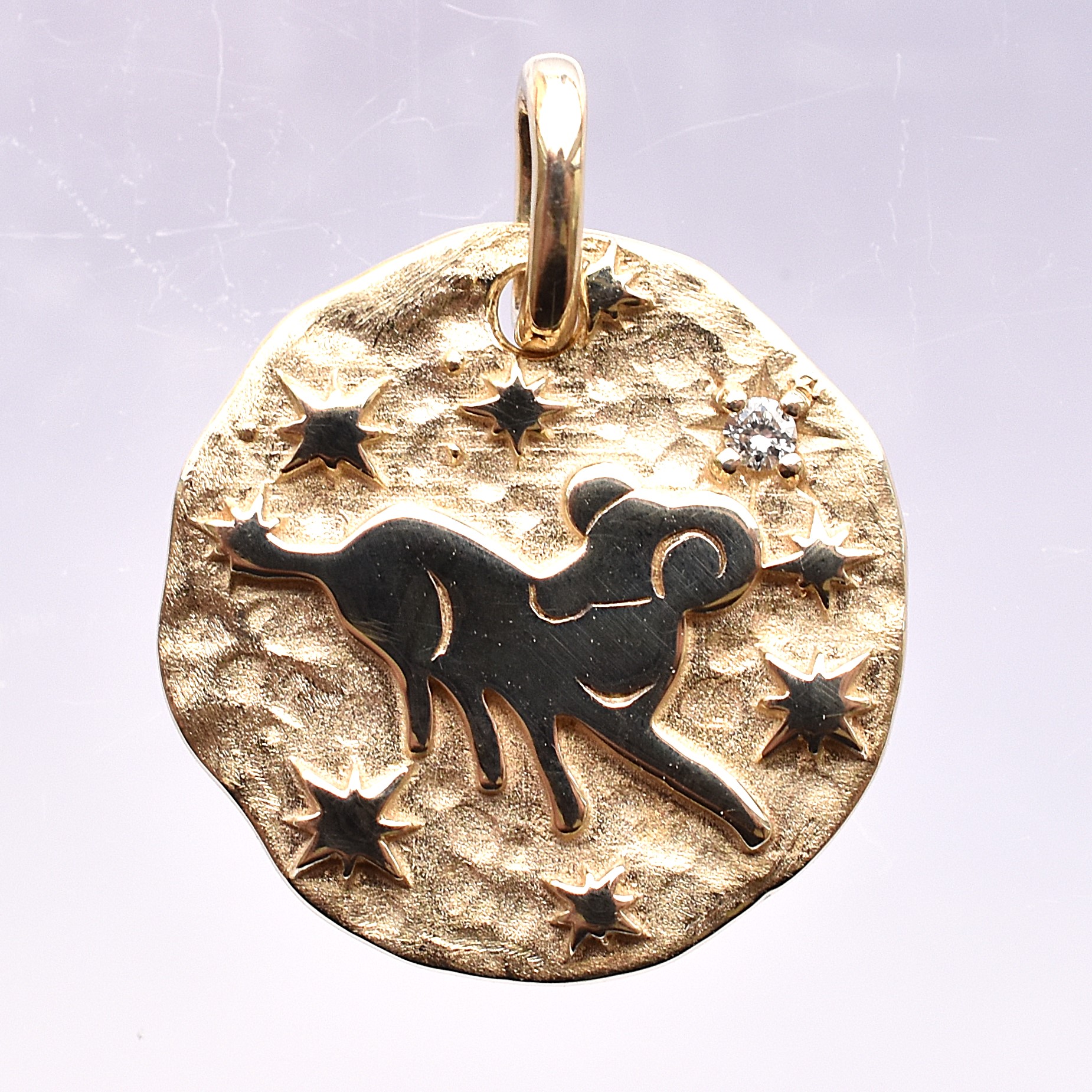 【109P0596】K10YG　鑽石　牡羊座(雙面)　吊墜（ダイヤモンド　おひつじ座(リバーシブル)　ペンダント）