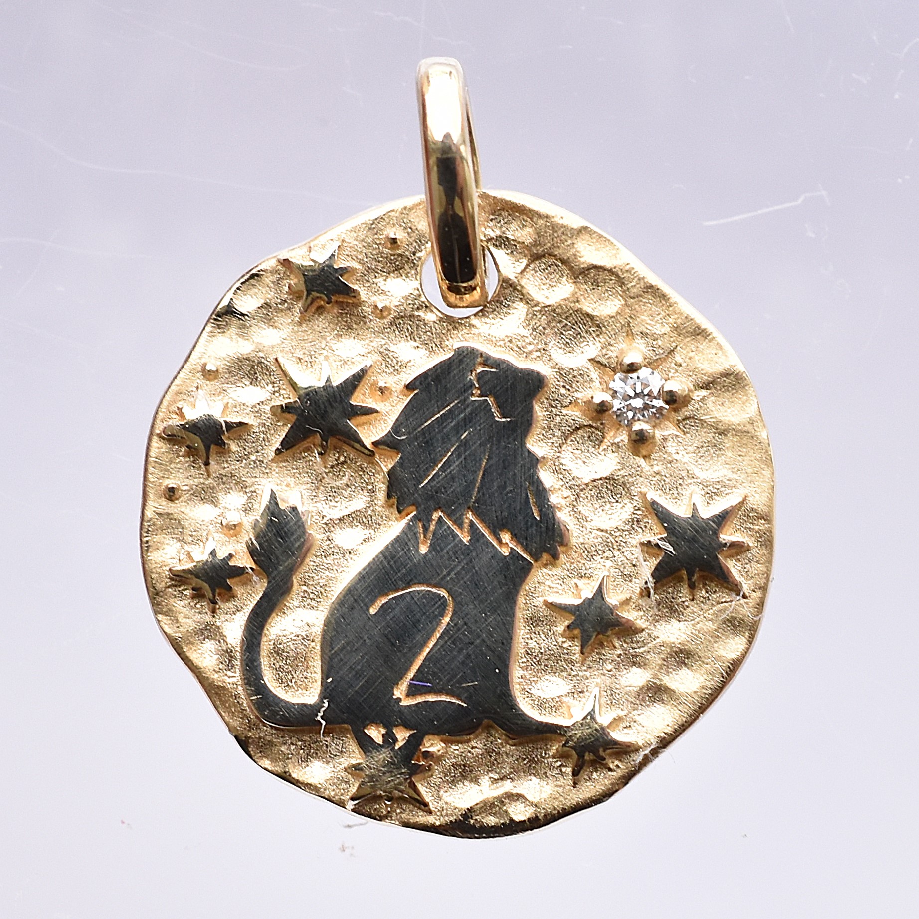 【109P0597】K10YG　鑽石　獅子座(雙面)　吊墜（ダイヤモンド　しし座(リバーシブル)　ペンダント）