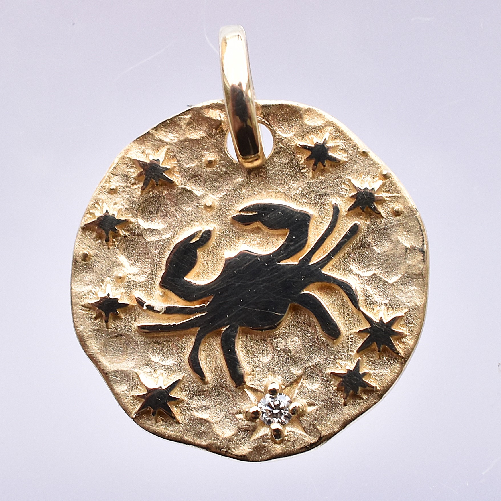 【109P0605】K10YG　鑽石　巨蟹座(雙面)　吊墜（ダイヤモンド　かに座(リバーシブル)　ペンダント）