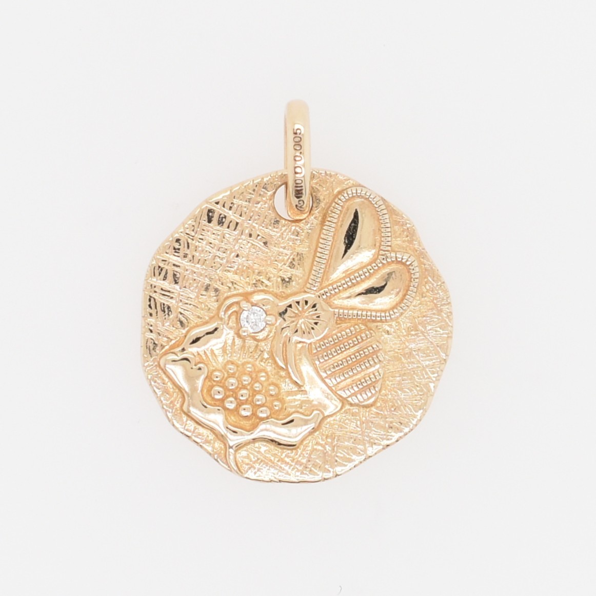 【109P0683】K10YG　鑽石　蜜蜂(雙面)　吊墜（ダイヤモンド　ミツバチ(リバーシブル)　ペンダント）