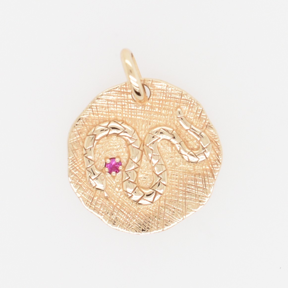 【109P0685-RB】K10YG　紅寶石　蛇(雙面)　吊墜（ルビー　ヘビ(リバーシブル)　ペンダント）