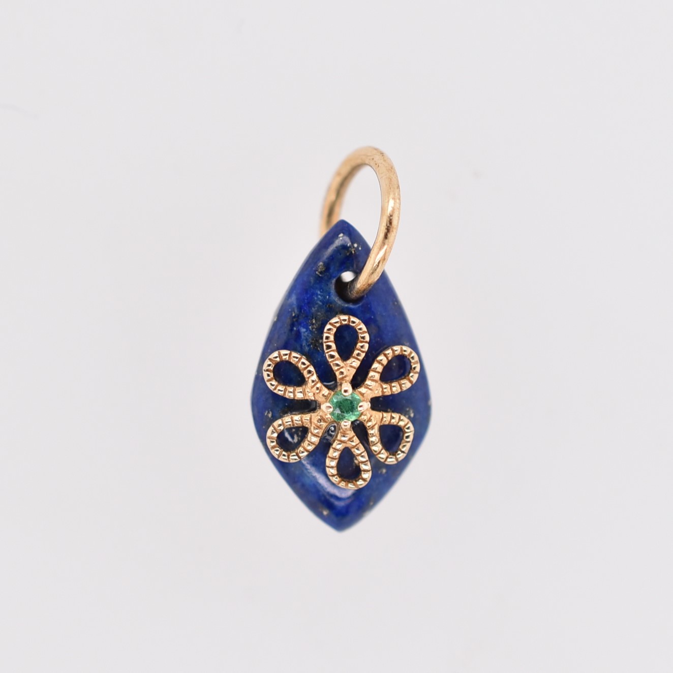 【109P0686-TY】K10YG　青金石＆祖母綠　吊墜（ラピスラズリ＆エメラルド　ペンダント）