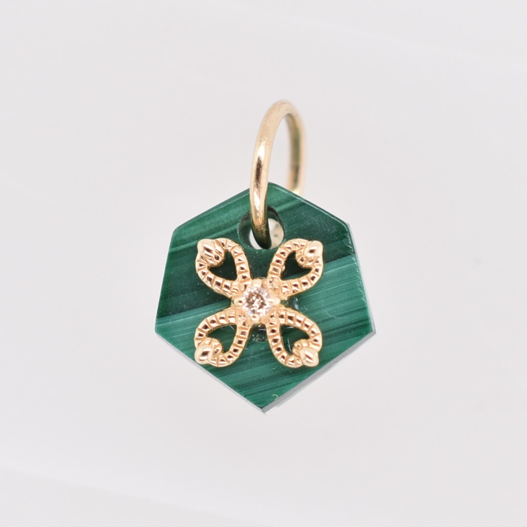 【109P0687-TY】K10YG　雙層石＆鑽石　吊墜（ダブレット＆ダイヤモンド　ペンダント）