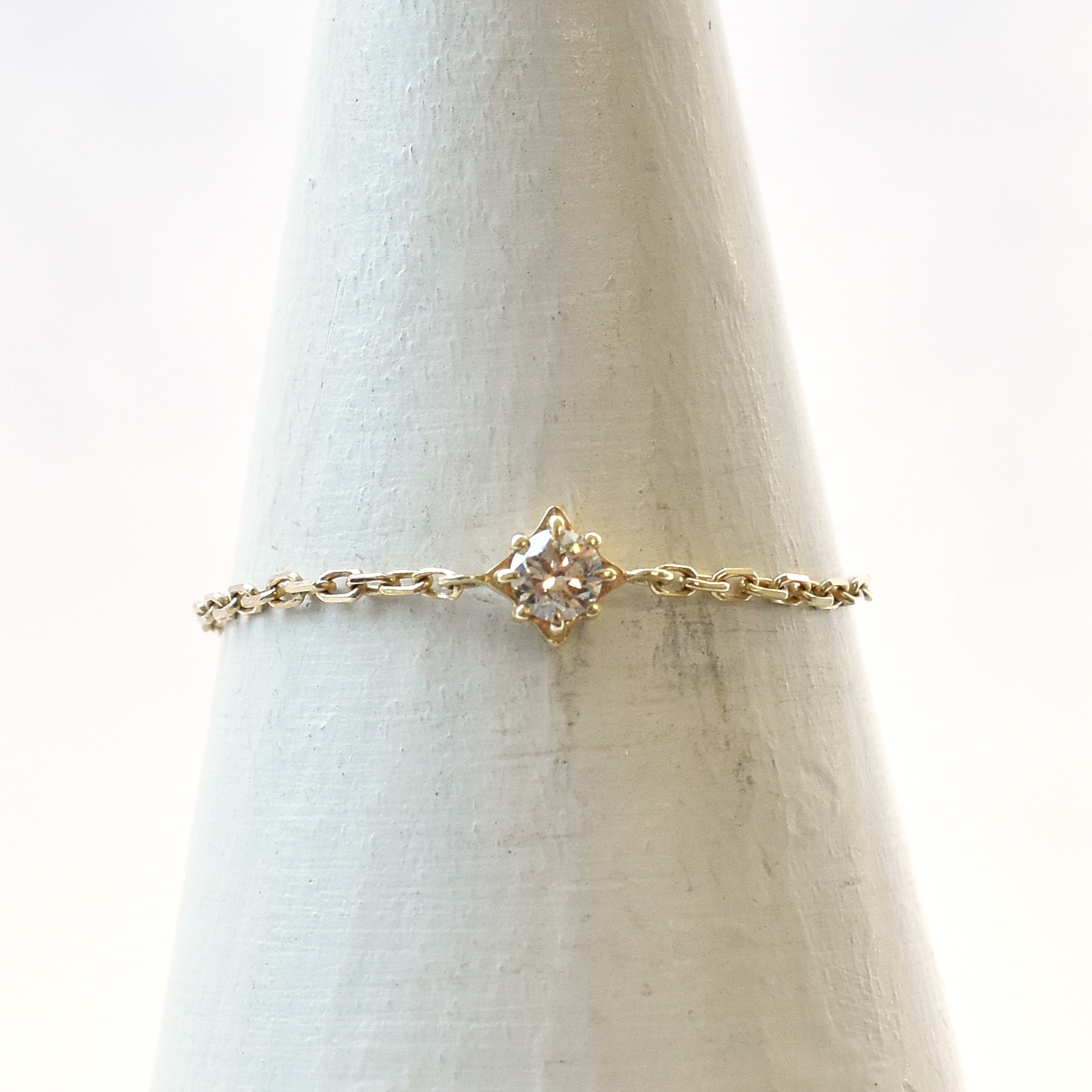 【109R0345-TTLB-TY】K10YG　鑽石　戒指(錬戒)（ダイヤモンド　チェーンリング）