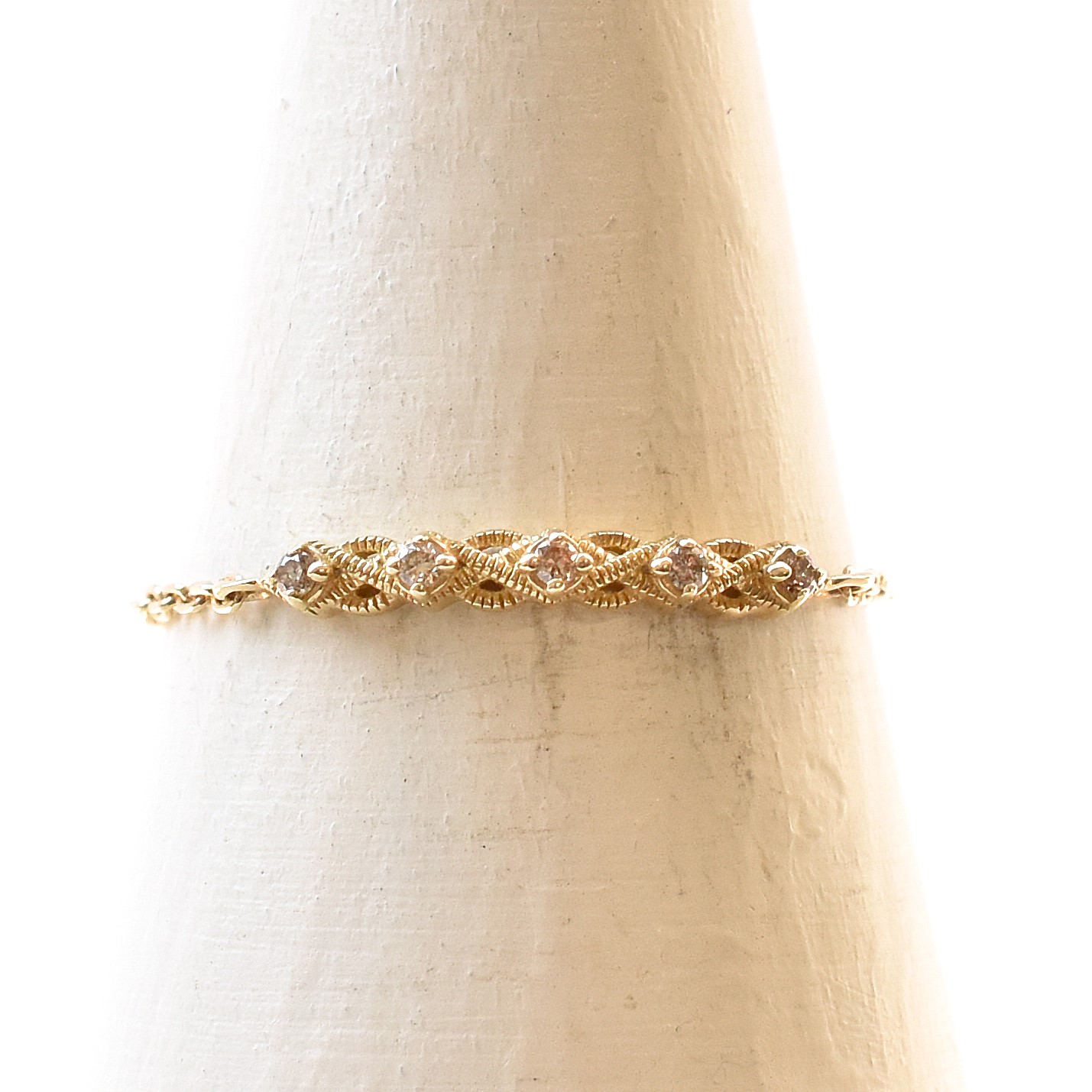 【109R0355-TTLB-TY】K10YG　鑽石　戒指(錬戒)（ダイヤモンド　チェーンリング）