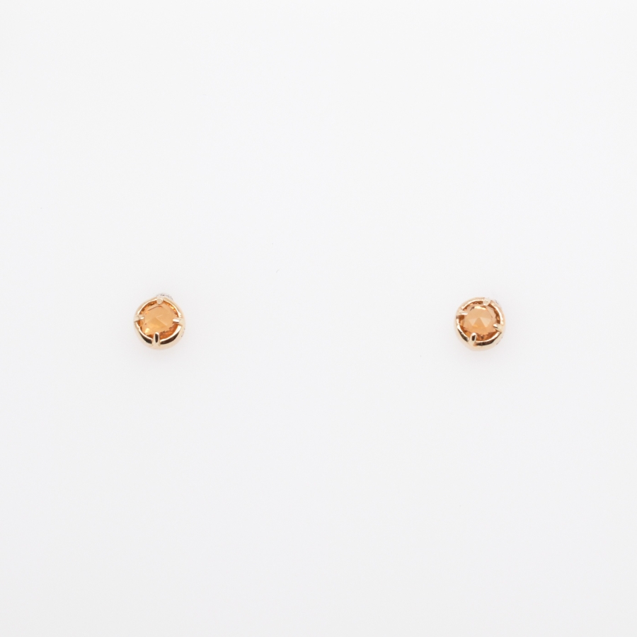 【109E0241-1-CT-TY】K10YG　黄水晶　單顆　耳釘（シトリン　一粒　ピアス）