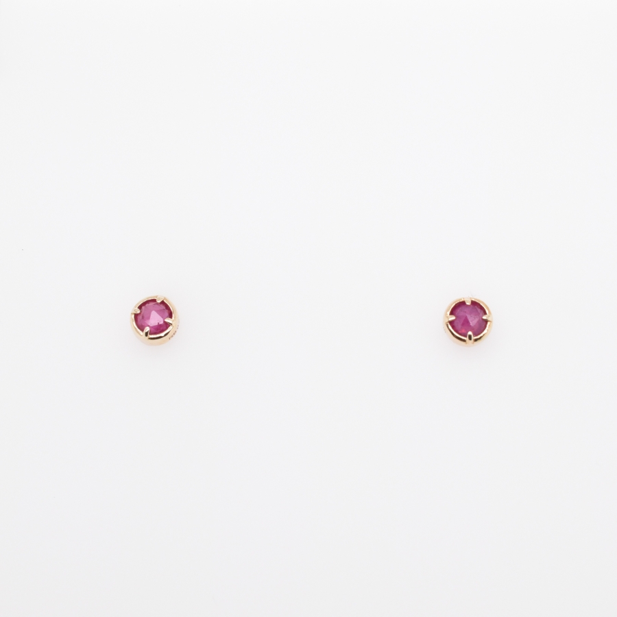 【109E0241-1-RB-TY】K10YG　紅寶石　單顆　耳釘（ルビー　一粒　ピアス）