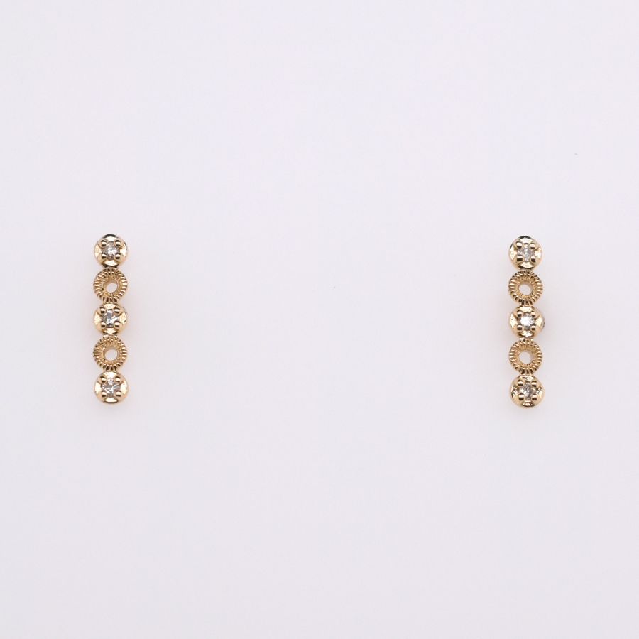 【109E0245-1-TTLB-TY】K10YG　鑽石　小棒②　耳釘（ダイヤモンド　棒状②　ピアス）