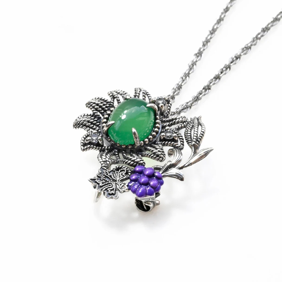 【405C0049-TY-2】SV　ウィリアム・モリス【ひまわり】　ペンダントブローチ