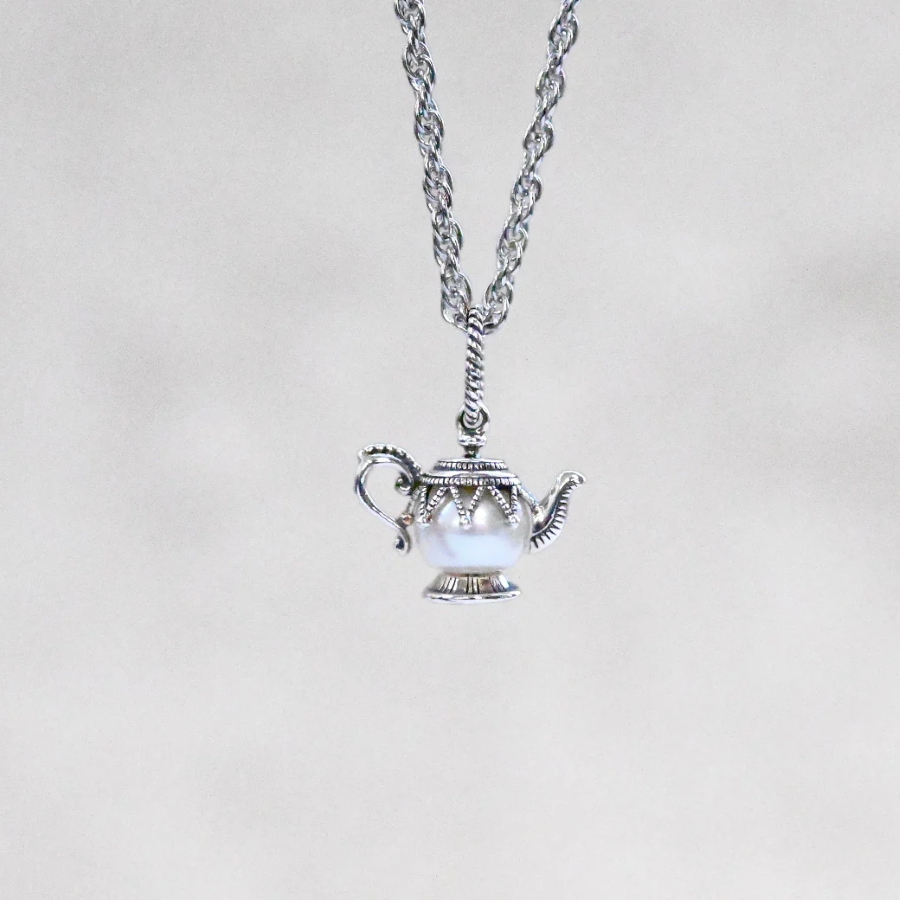 【204P1013】SV　淡水パール　ティーポット　ペンダント