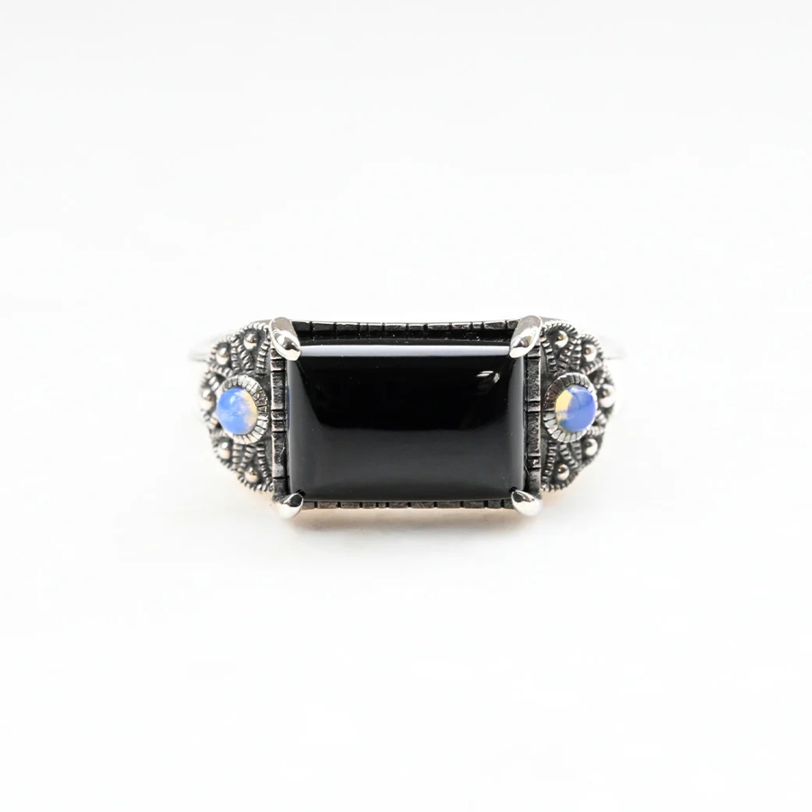 【403R0286-ONC】SV　オニキス＆オパール　リング