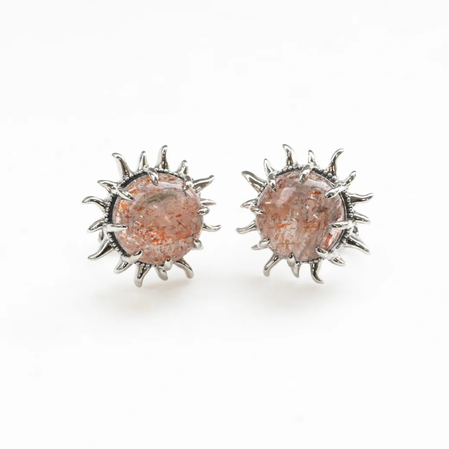 【202E0611-TY-1】SV　サンストーン　太陽のイヤリング/ピアス