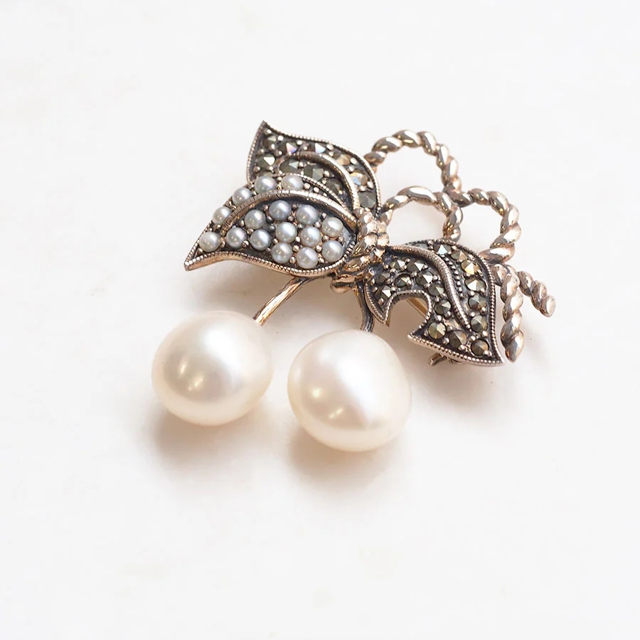 【204C0485-PL】SV　パール　さくらんぼ　ブローチペンダント