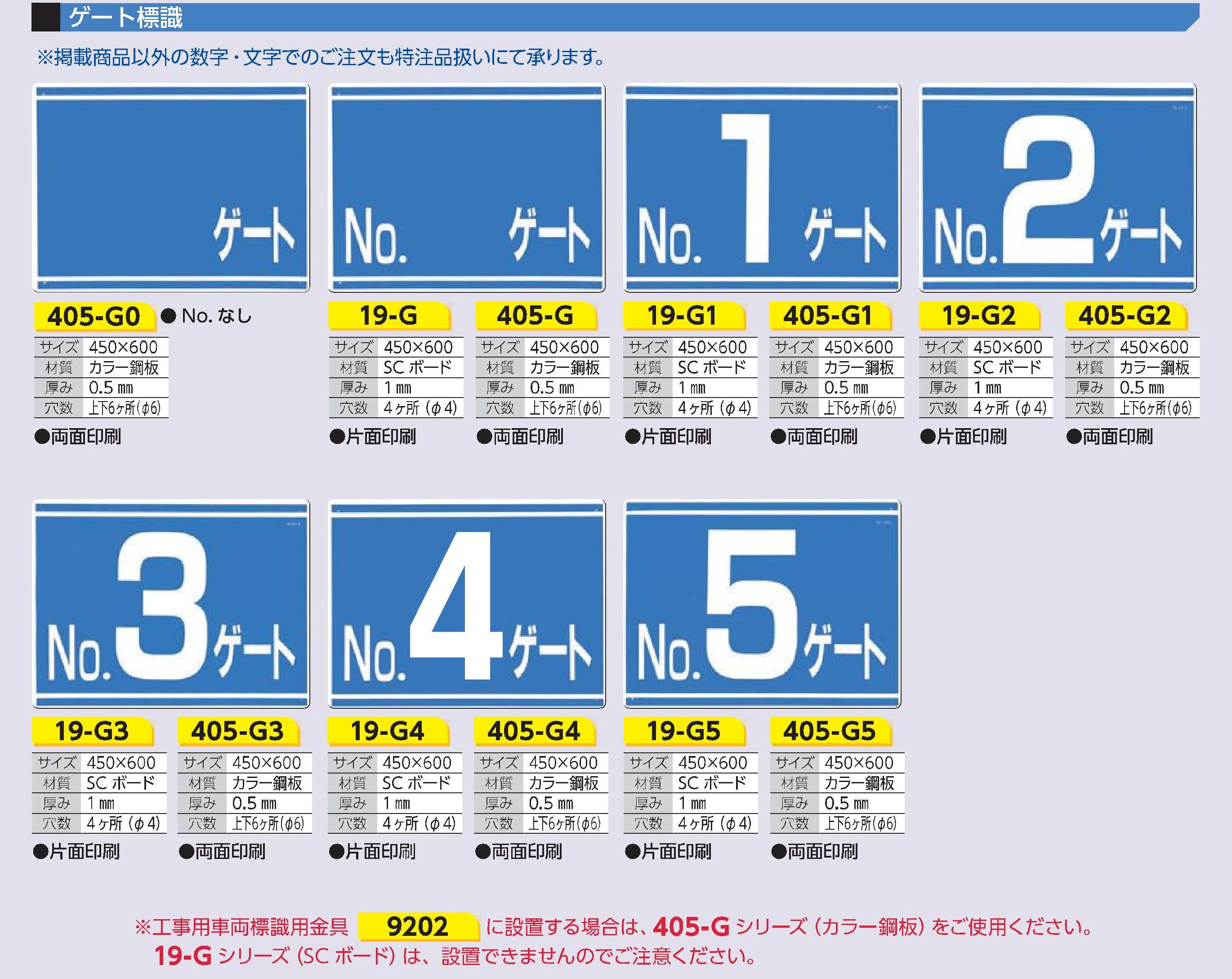 ゲート標識(両面印刷)