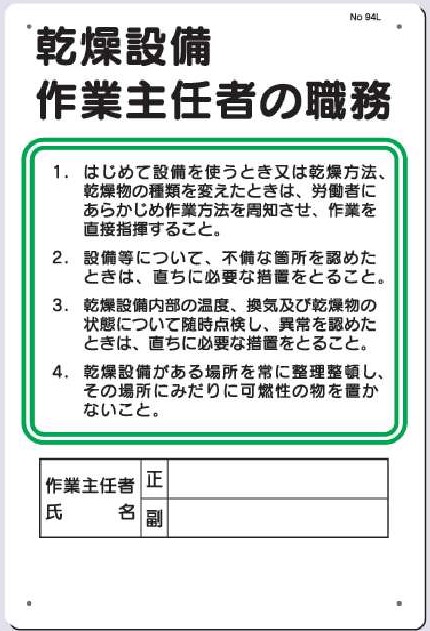 94-L　乾燥設備作業主任者の職務