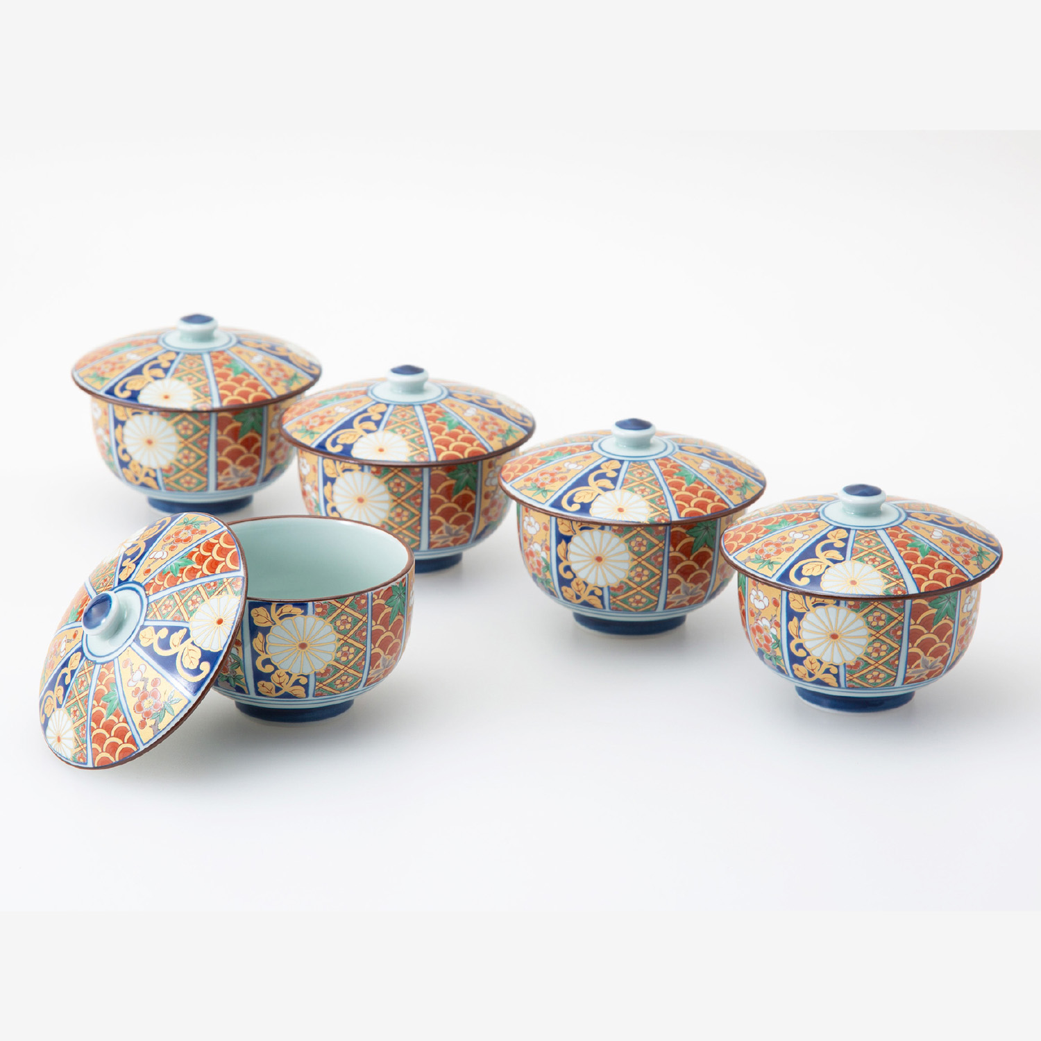 金彩古伊万里 蓋付汲出揃