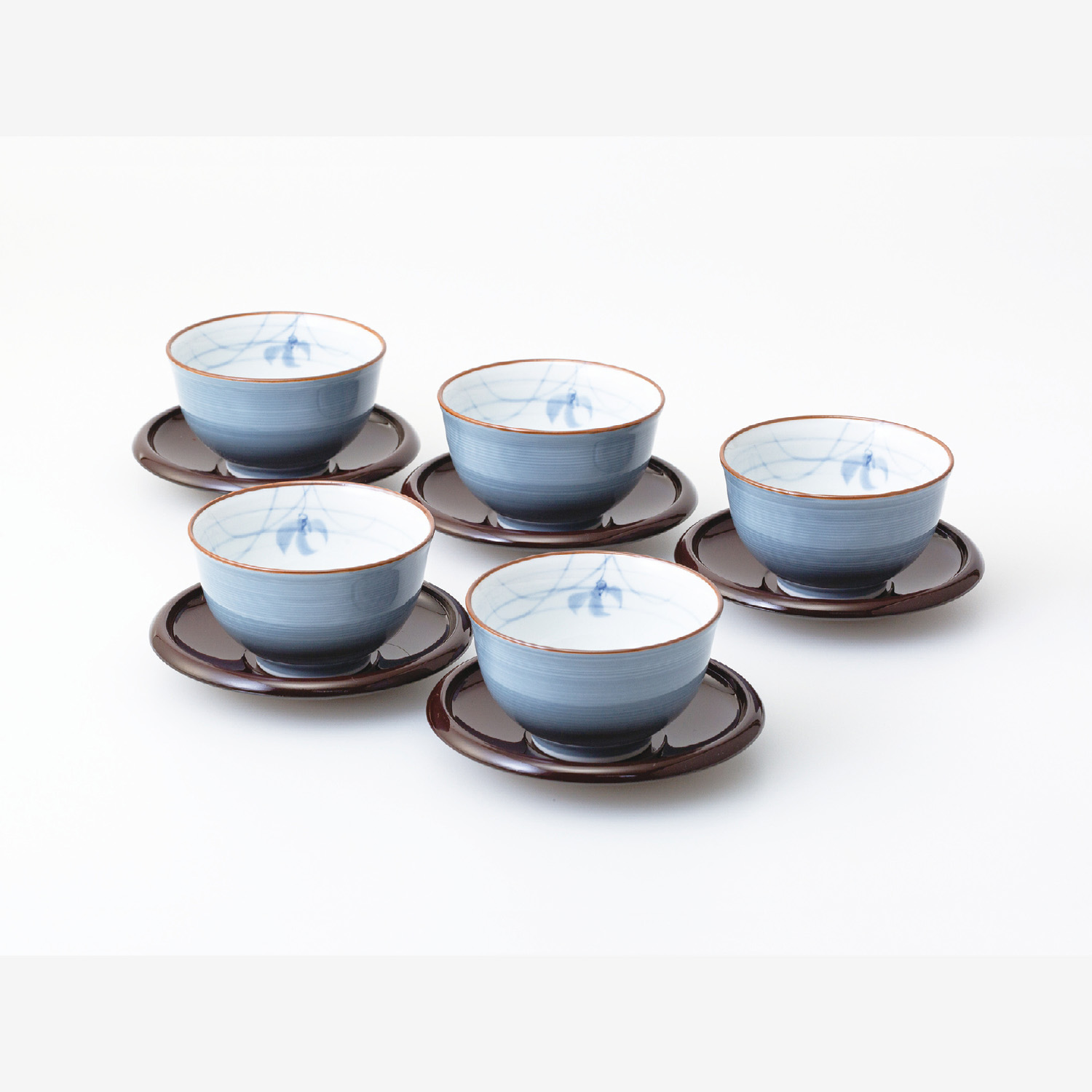 グレー蘭 茶托付仙茶揃