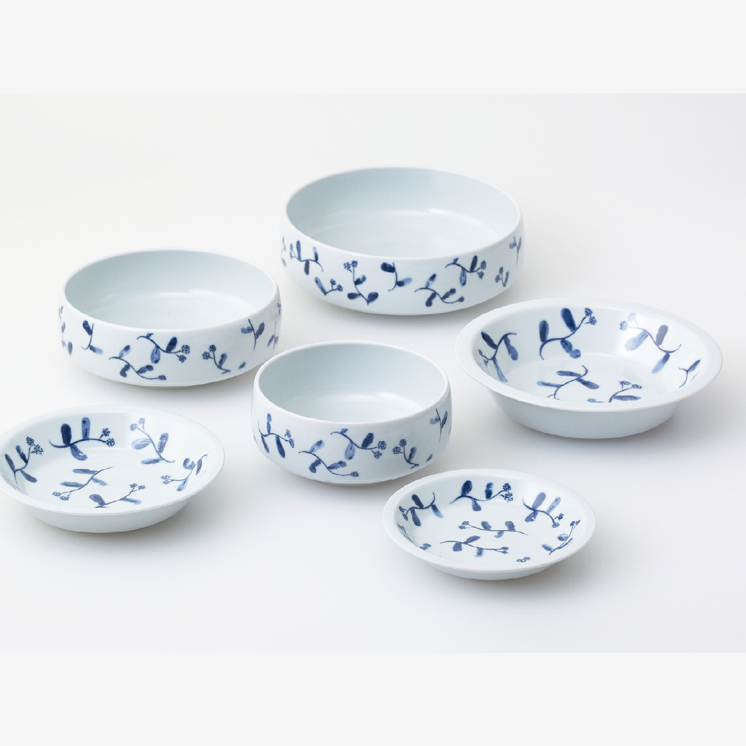 藍花 入れ子皿鉢6個セット